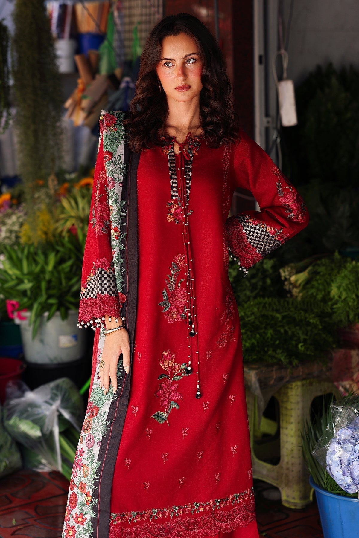 Charizma | Poshima Winters 25 | 3-pc Unstitched Wool Shawl Collection PSW5-08 - Official Charizma - Agha Fabrics UK