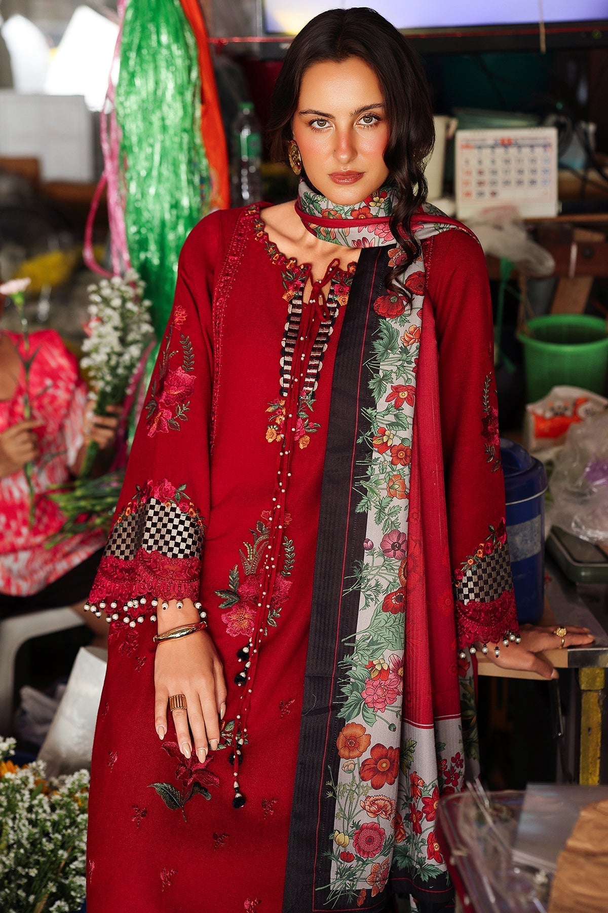 Charizma | Poshima Winters 25 | 3-pc Unstitched Wool Shawl Collection PSW5-08 - Official Charizma - Agha Fabrics UK