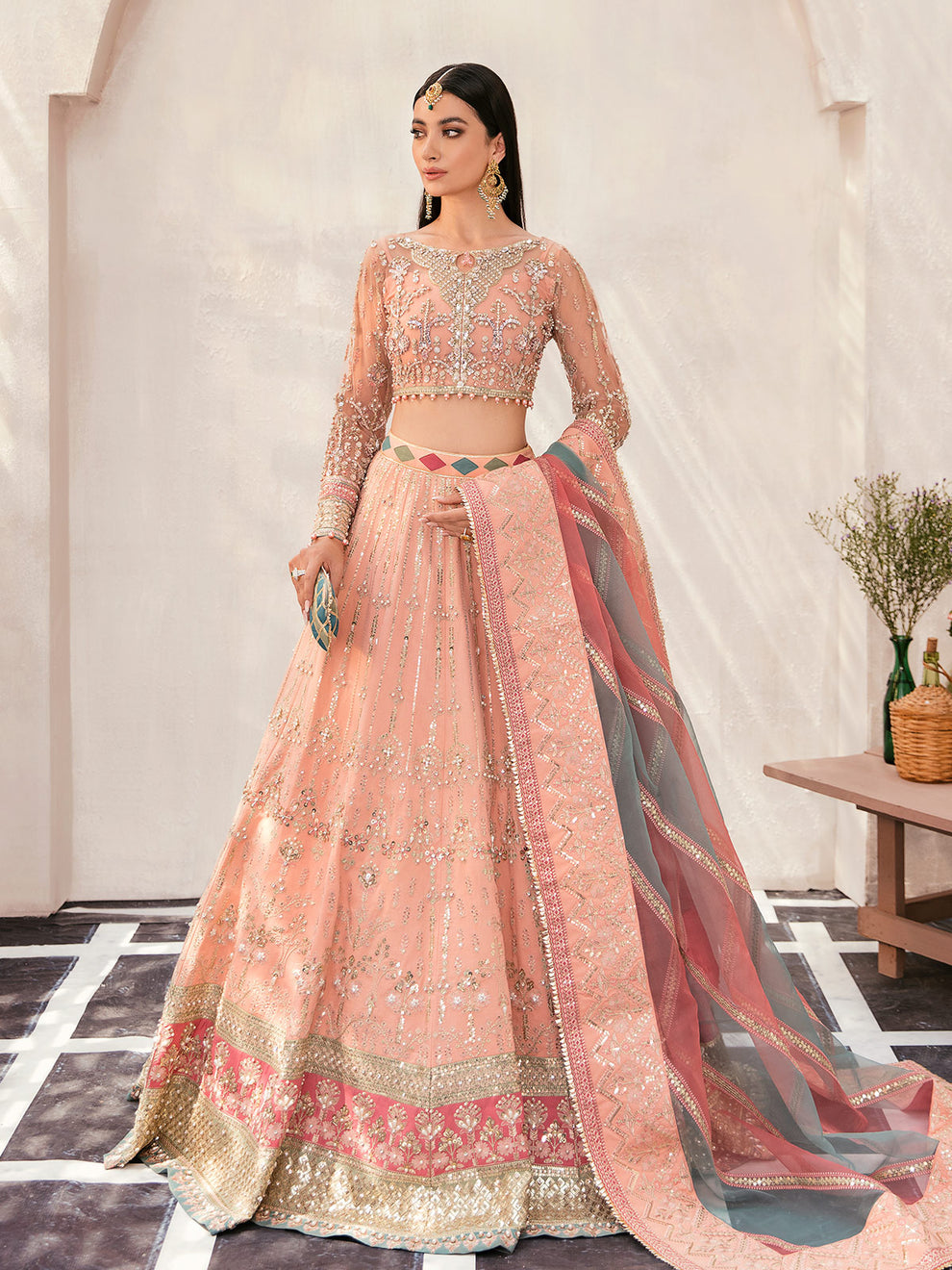 Gulaal | Wedding Formals | AFREEN GL-WS-22V1-29 (PEACH LEHNGA CHOLI) - Official Gulaal - Agha Fabrics UK