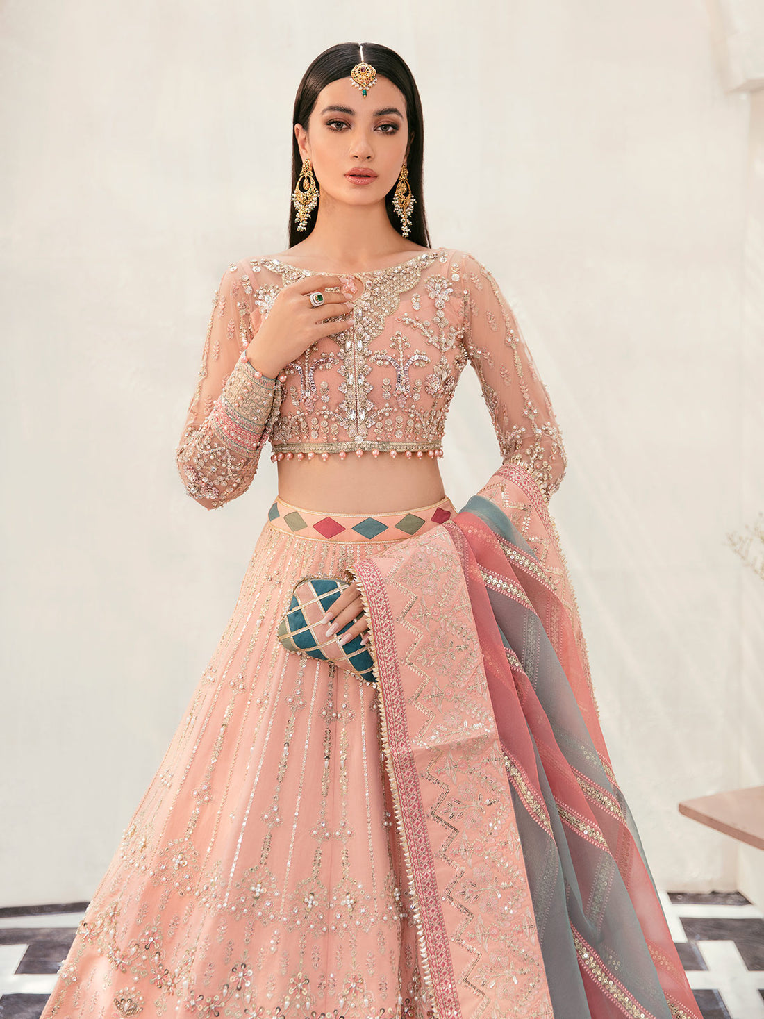 Gulaal | Wedding Formals | AFREEN GL-WS-22V1-29 (PEACH LEHNGA CHOLI) - Official Gulaal - Agha Fabrics UK