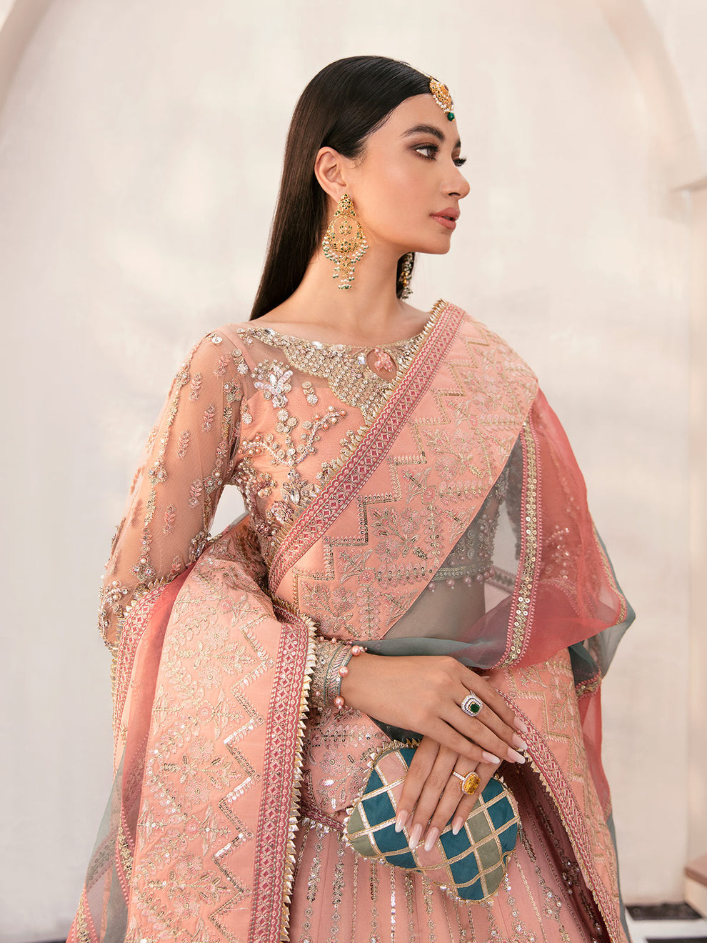 Gulaal | Wedding Formals | AFREEN GL-WS-22V1-29 (PEACH LEHNGA CHOLI) - Official Gulaal - Agha Fabrics UK