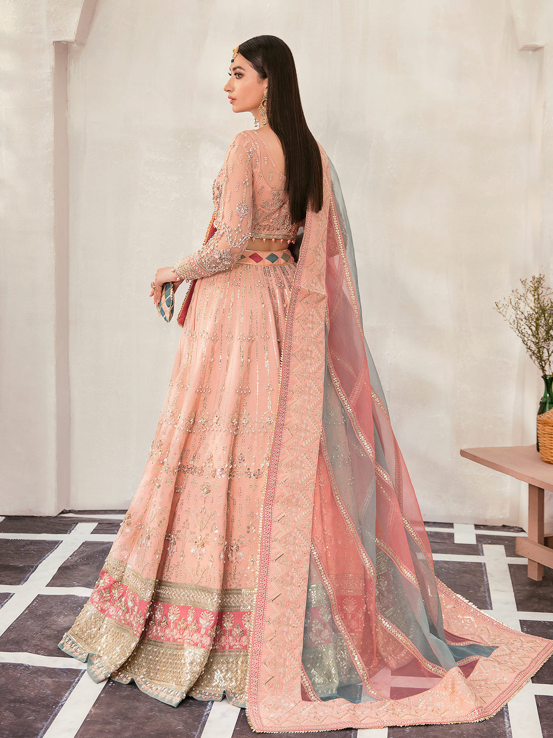 Gulaal | Wedding Formals | AFREEN GL-WS-22V1-29 (PEACH LEHNGA CHOLI) - Official Gulaal - Agha Fabrics UK