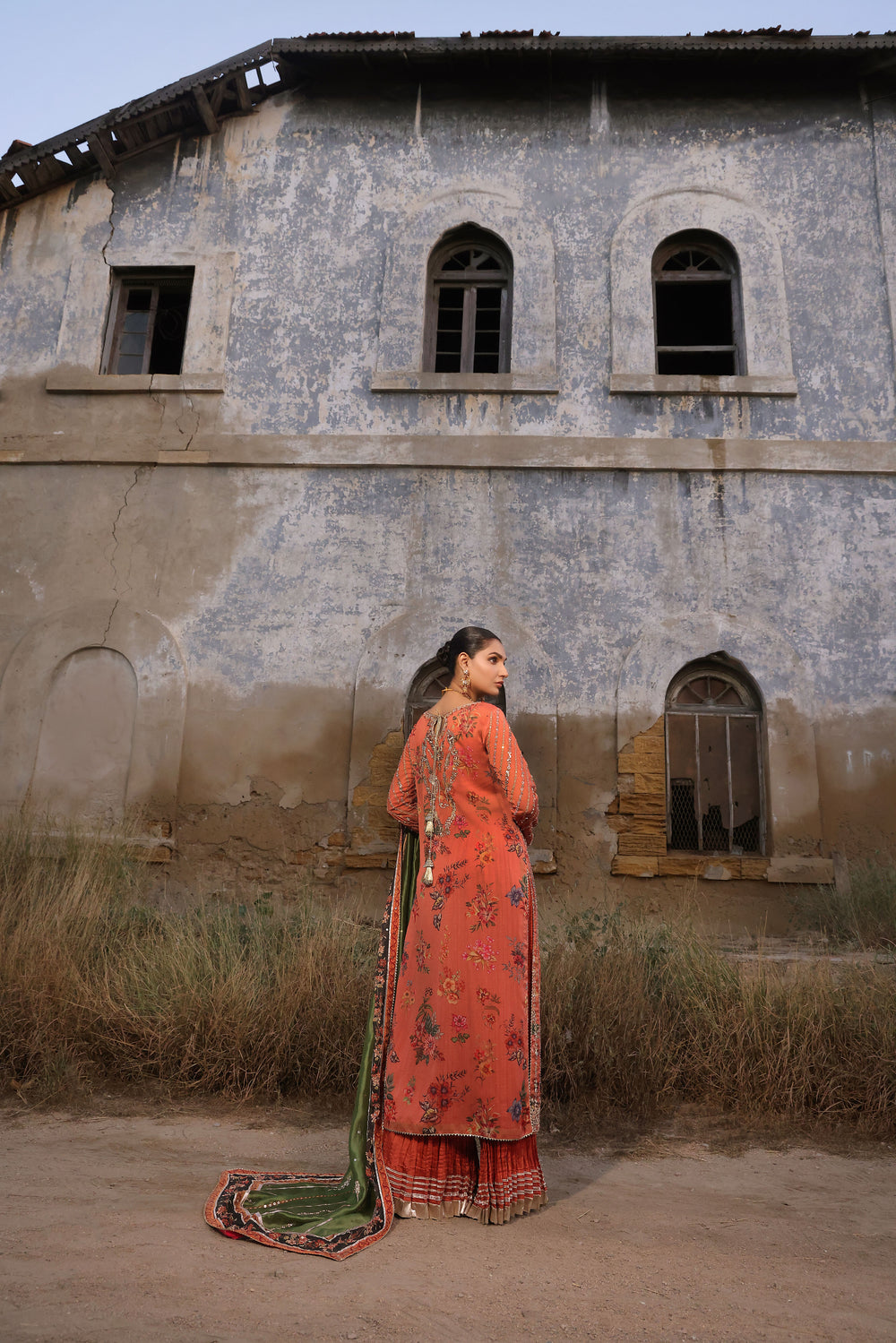 Wahaj M Khan | Banno Formals | Peachy Rust Printed Set