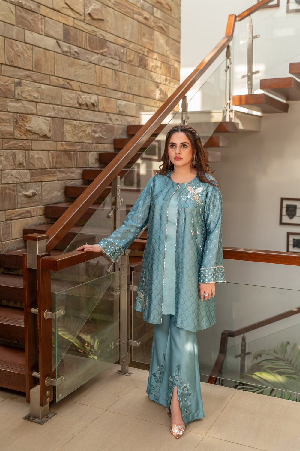 Wahaj M Khan | The Print Story | Periwinkle Sheesha Jacket