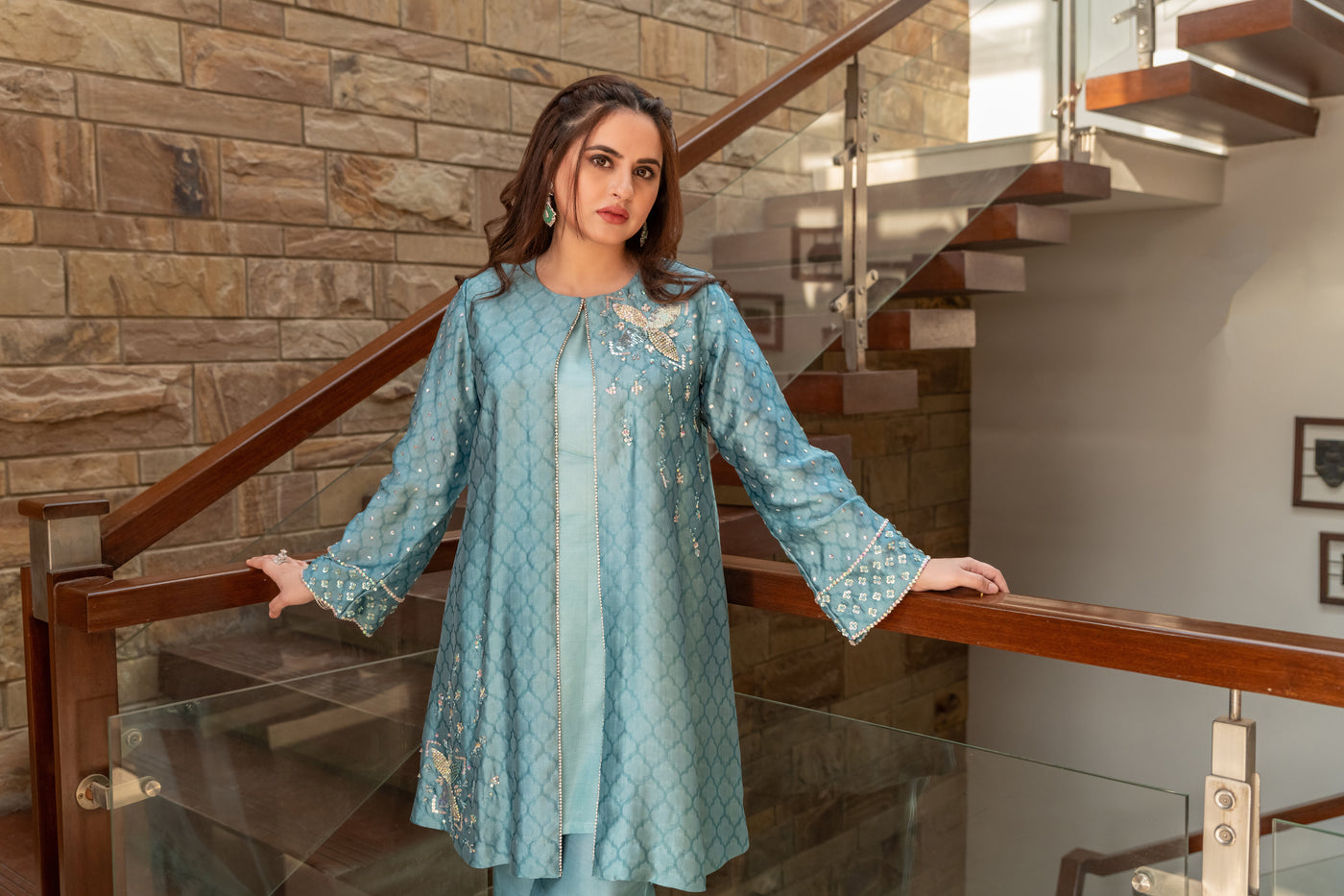 Wahaj M Khan | The Print Story | Periwinkle Sheesha Jacket