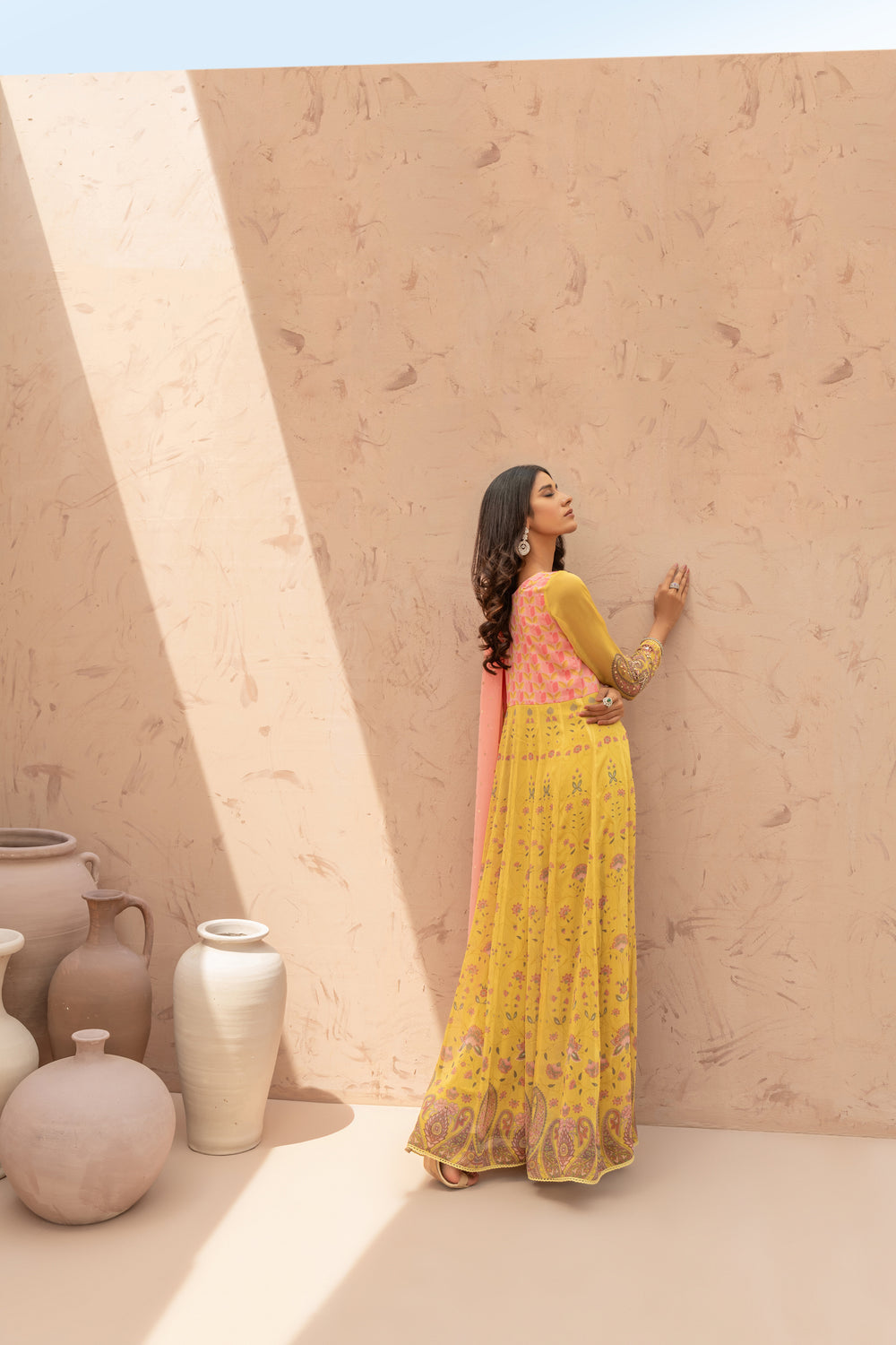Wahaj M Khan | The Print Story | Yellow Printed TPS Anarkali