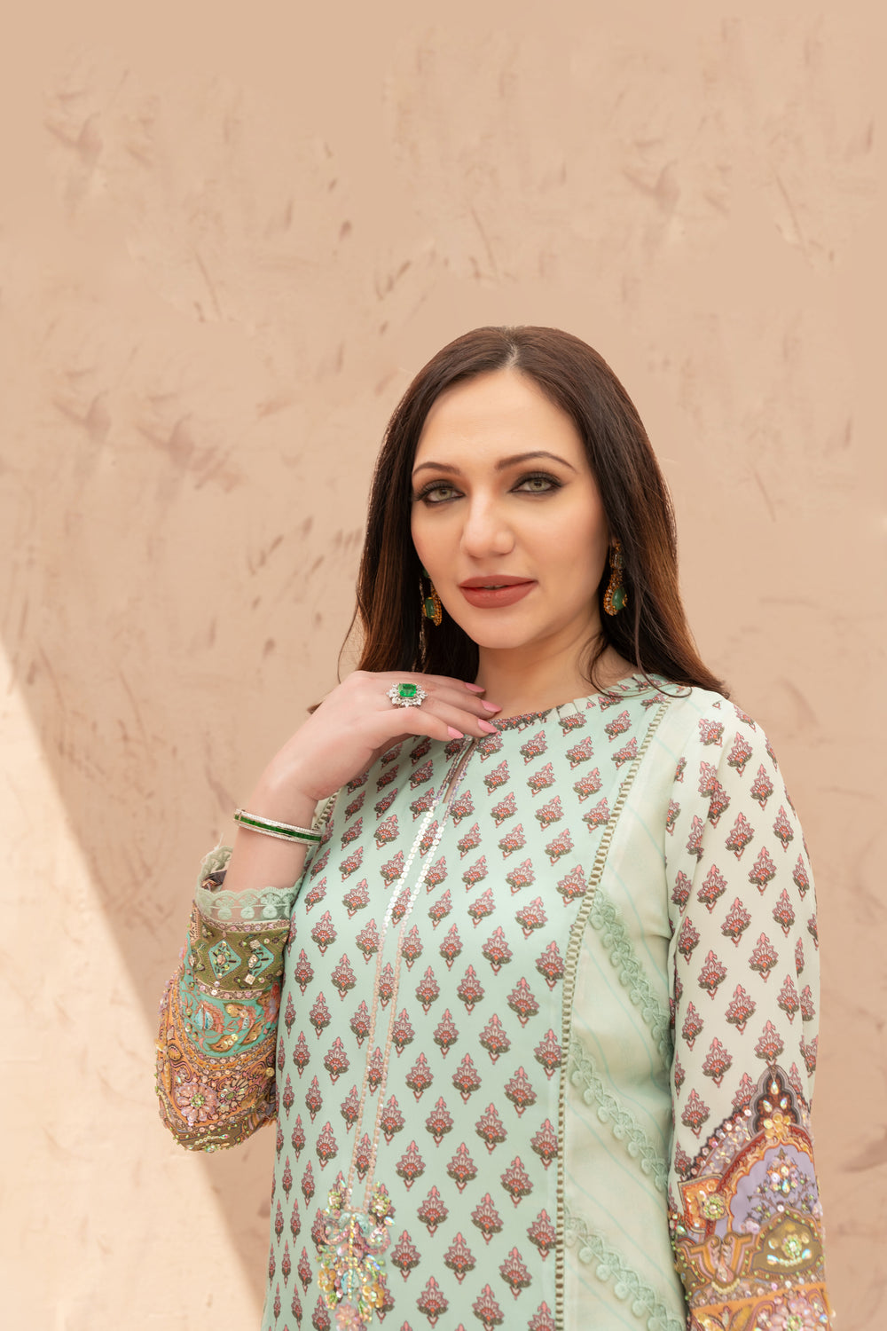 Wahaj M Khan | The Print Story | Sea Green TPS Outfit