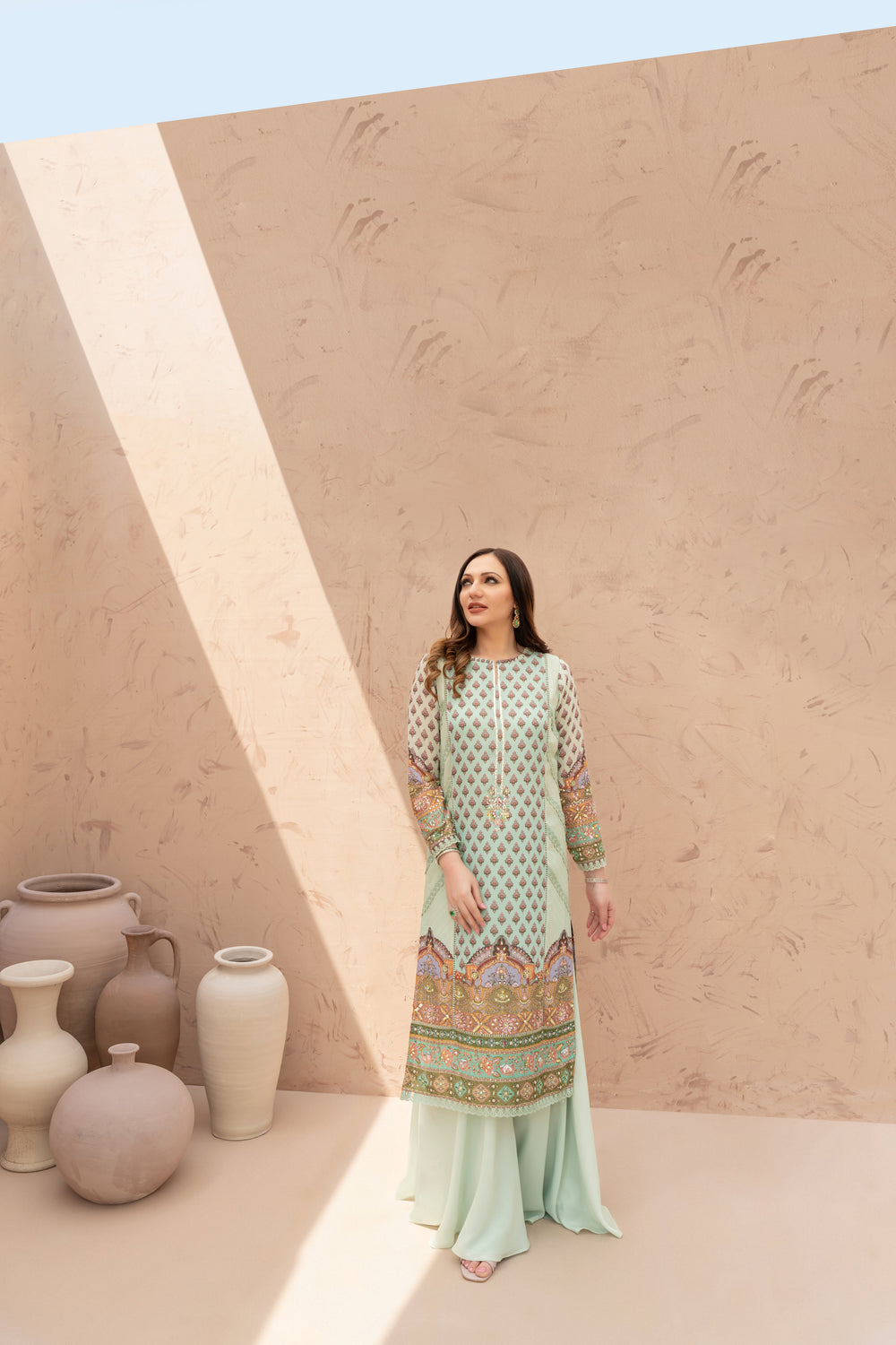 Wahaj M Khan | The Print Story | Sea Green TPS Outfit