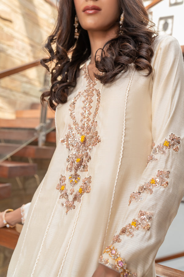 Wahaj M Khan | The Print Story | Cream Cotton TPS Outfit