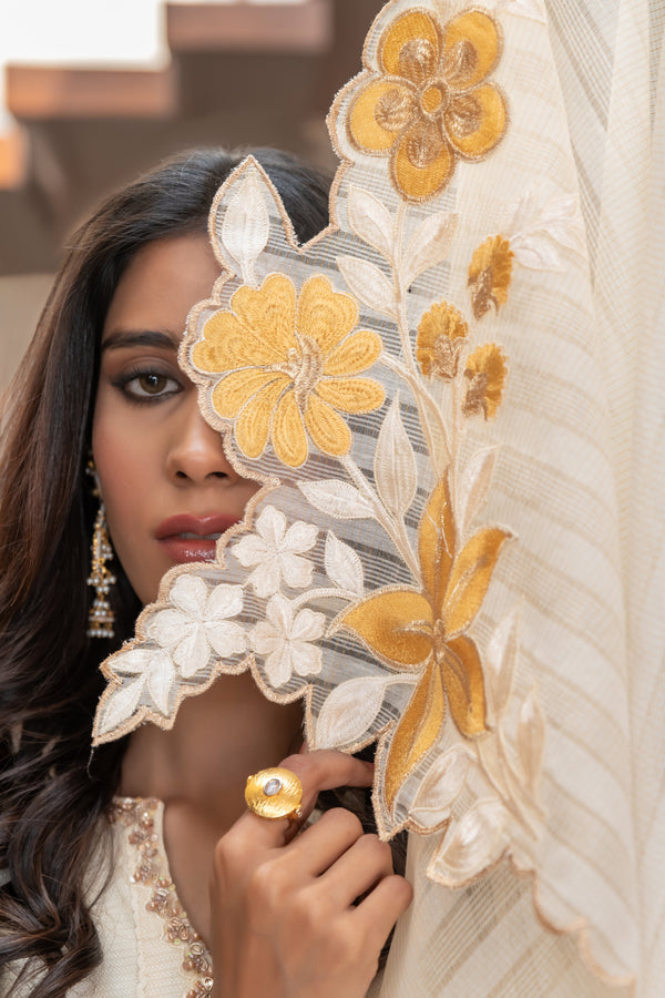 Wahaj M Khan | The Print Story | Cream Cotton TPS Outfit