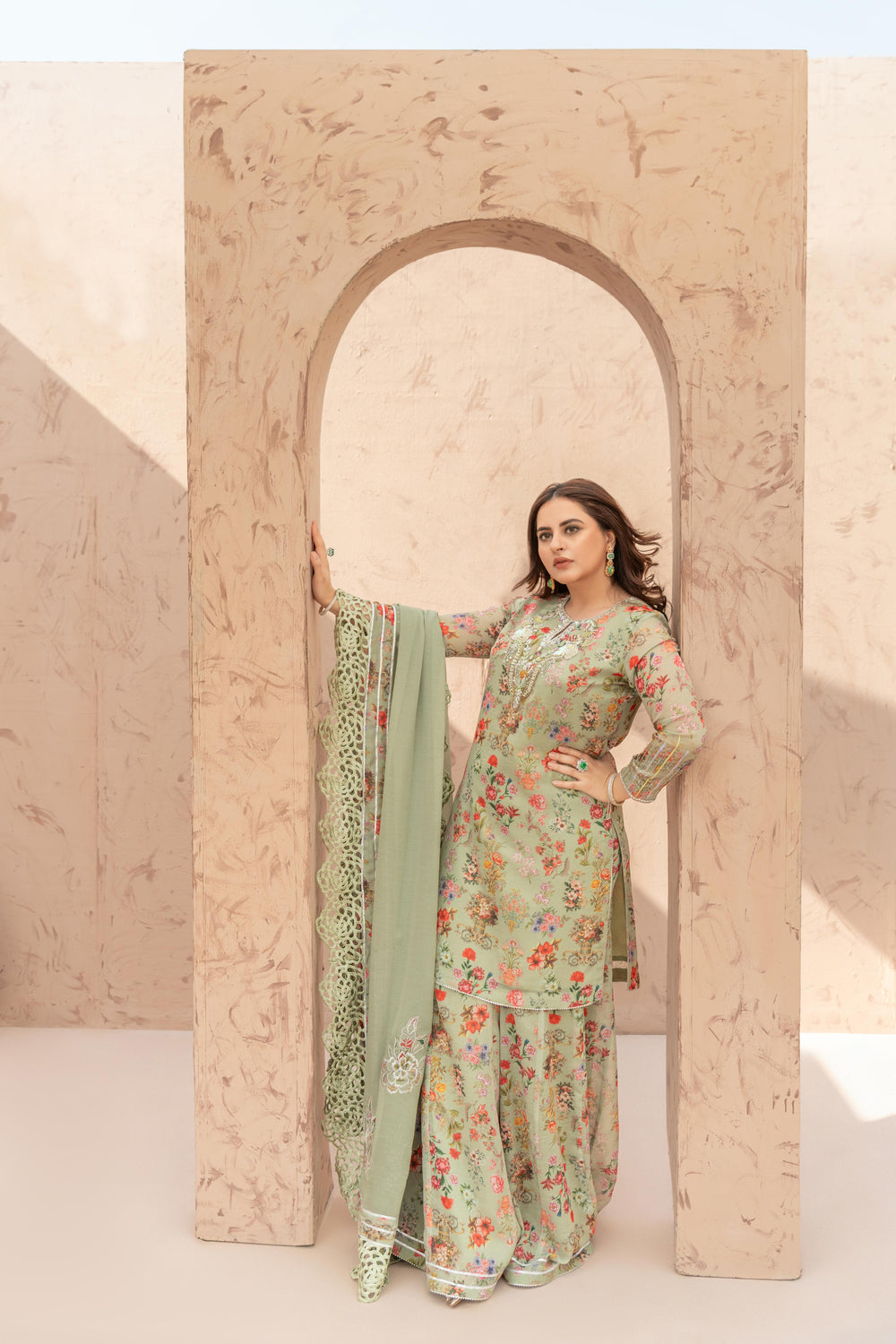 Wahaj M Khan | The Print Story | Sage Green TPS Outfit