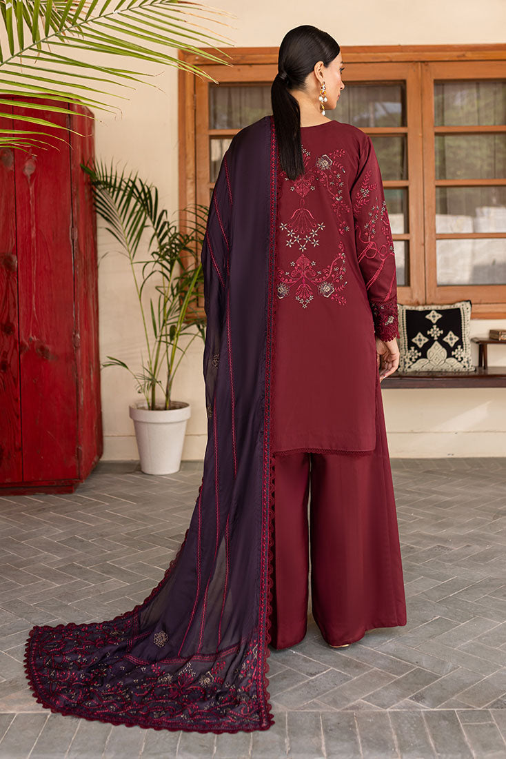 Marjjan | Aangan Embroidered Viscose | PEV-19 B (MEHROON) - Official Marjjan - Agha Fabrics UK