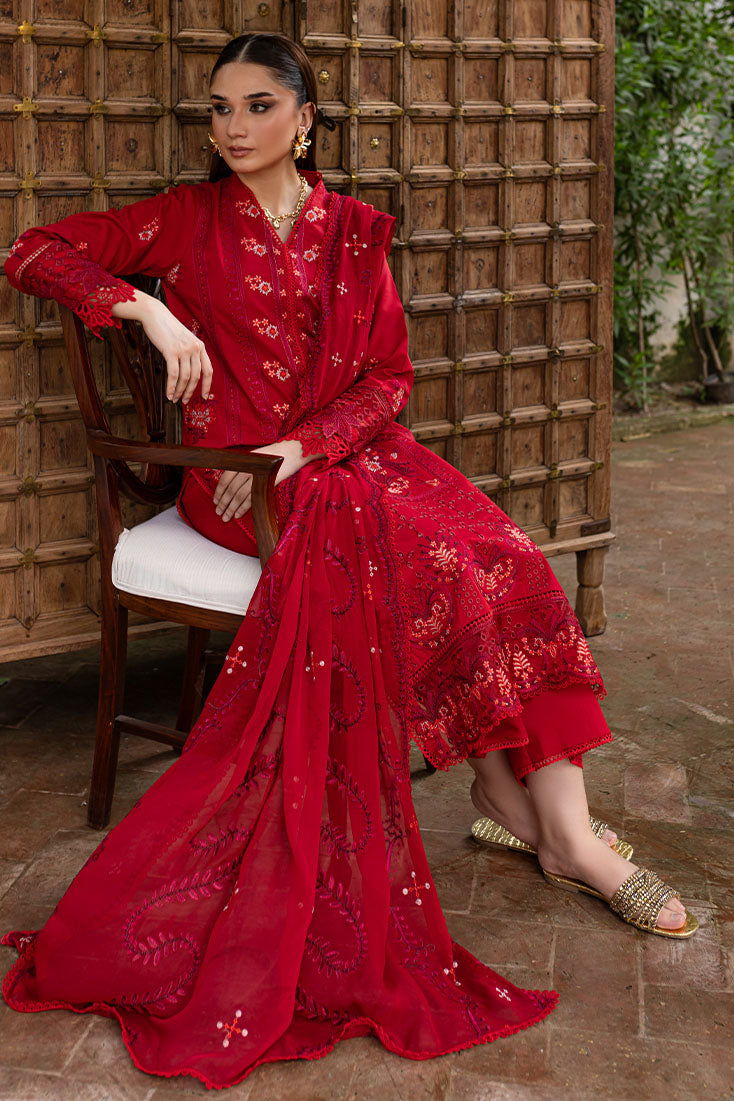 Marjjan | Aangan Embroidered Viscose | PEV-24 B (RED) - Official Marjjan - Agha Fabrics UK