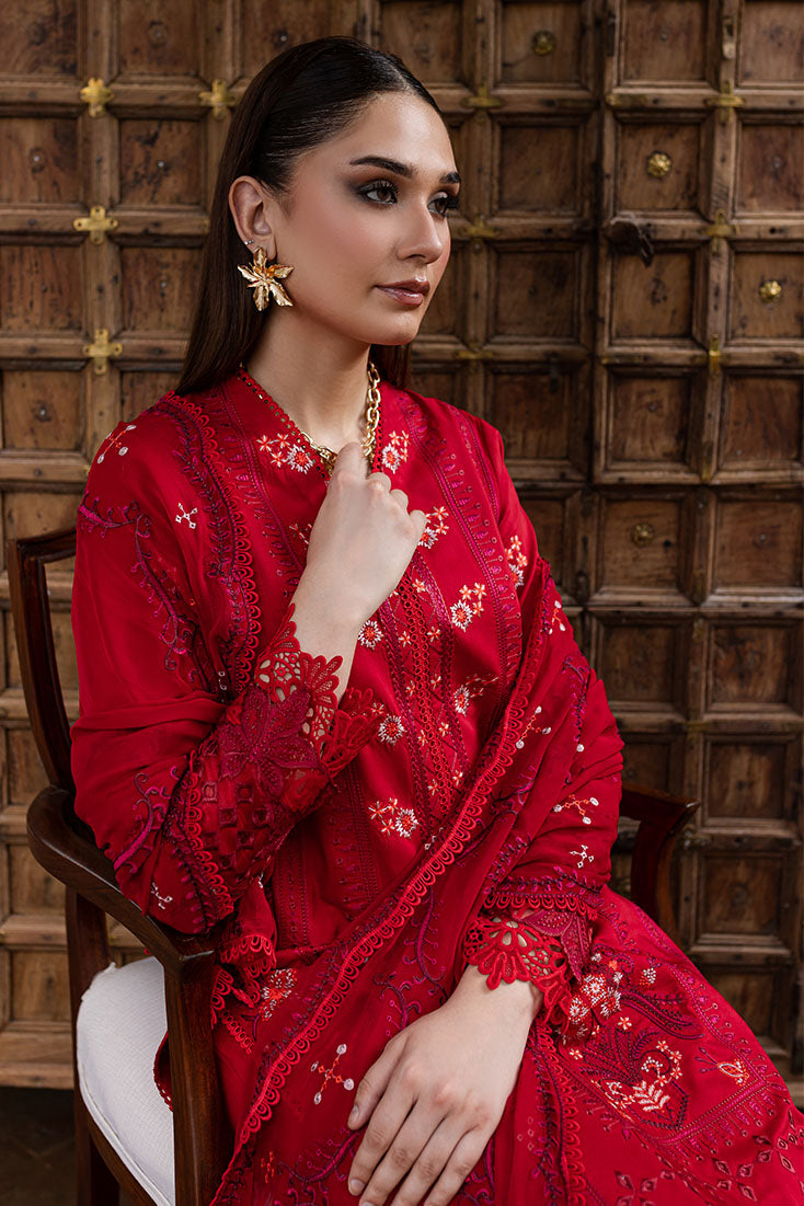 Marjjan | Aangan Embroidered Viscose | PEV-24 B (RED) - Official Marjjan - Agha Fabrics UK