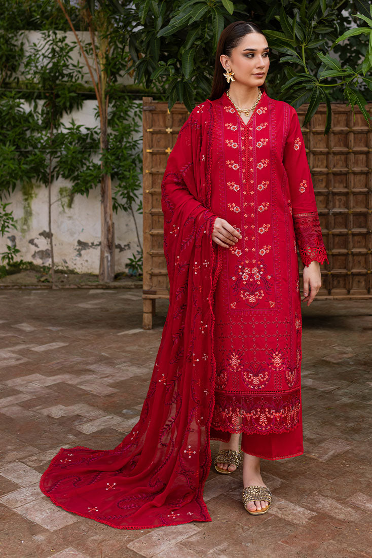 Marjjan | Aangan Embroidered Viscose | PEV-24 B (RED) - Official Marjjan - Agha Fabrics UK