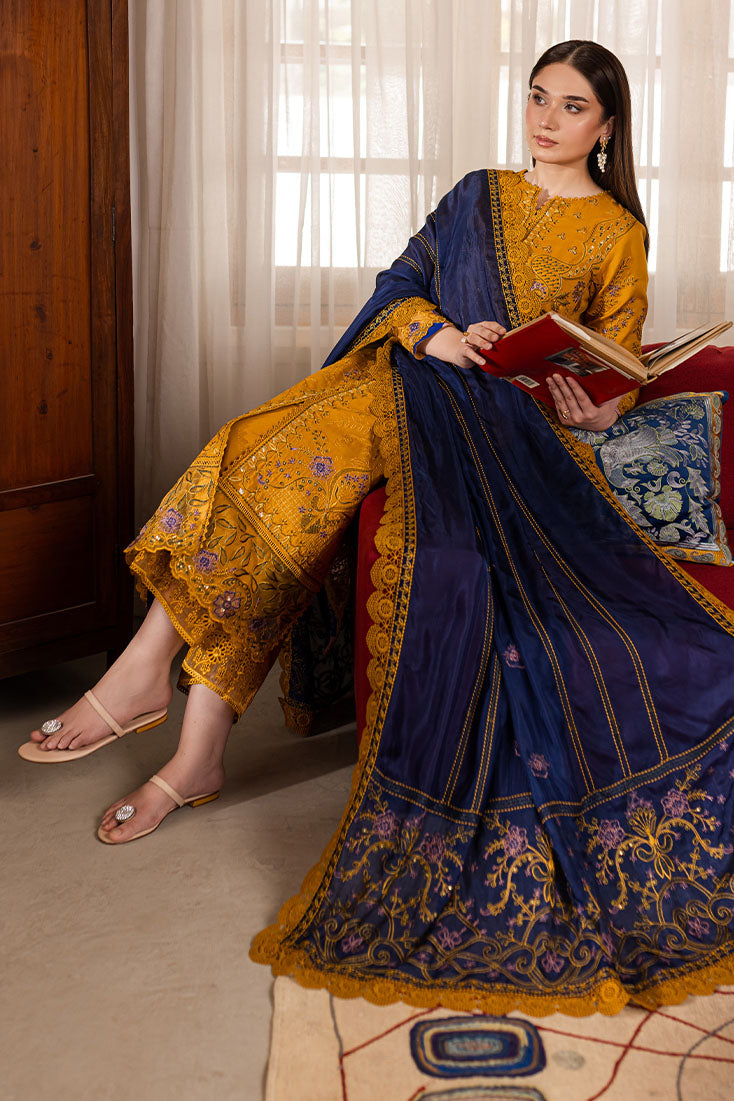 Marjjan | Aangan Embroidered Viscose | PEV-19 A (MUSTARD) - Official Marjjan - Agha Fabrics UK