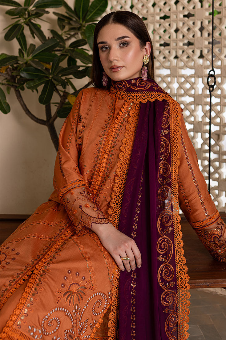 Marjjan | Aangan Embroidered Viscose | PEV-23 B (RUST) - Official Marjjan - Agha Fabrics UK