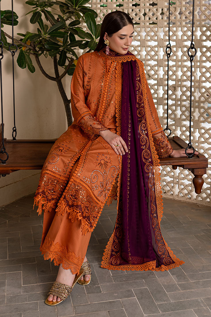 Marjjan | Aangan Embroidered Viscose | PEV-23 B (RUST) - Official Marjjan - Agha Fabrics UK