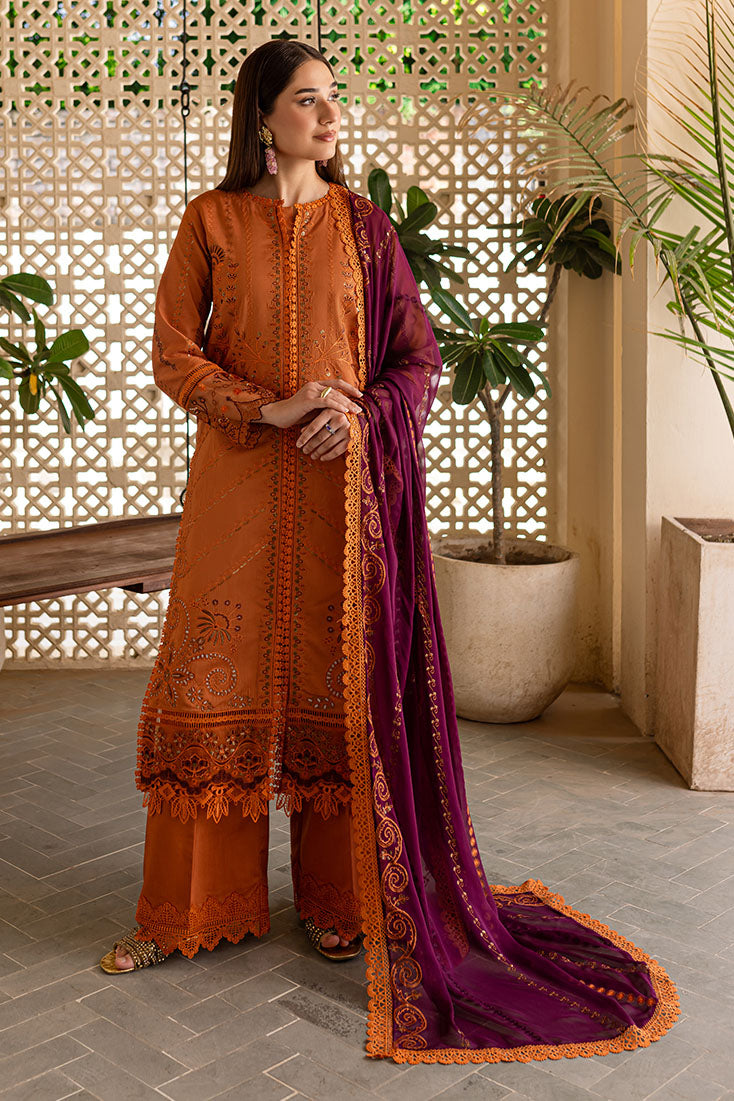 Marjjan | Aangan Embroidered Viscose | PEV-23 B (RUST) - Official Marjjan - Agha Fabrics UK