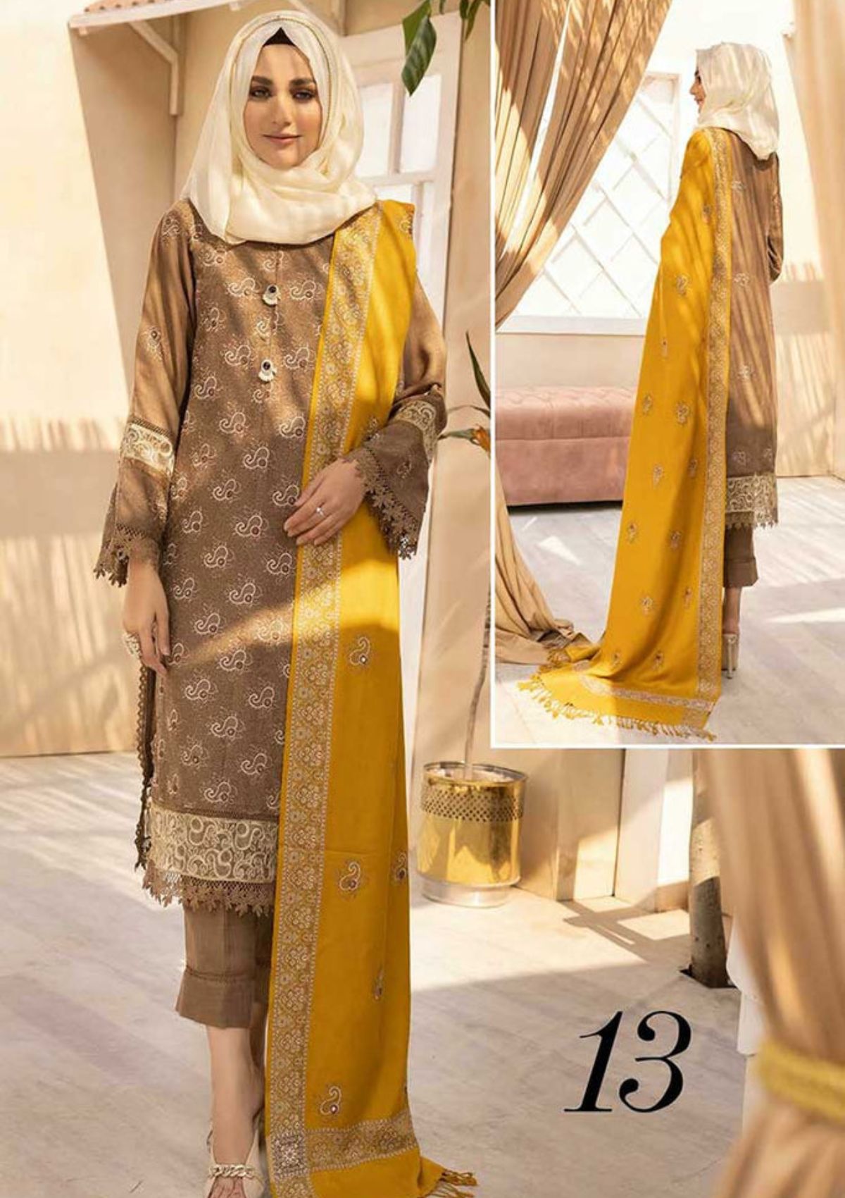 Winter Collection - Dua - Gul e Zarki - Camellia - Wool - D#13