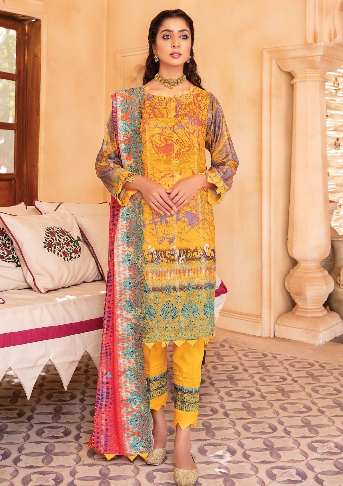 Winter Collection - Mahee's - Embroidered - Slub Staple - D#1