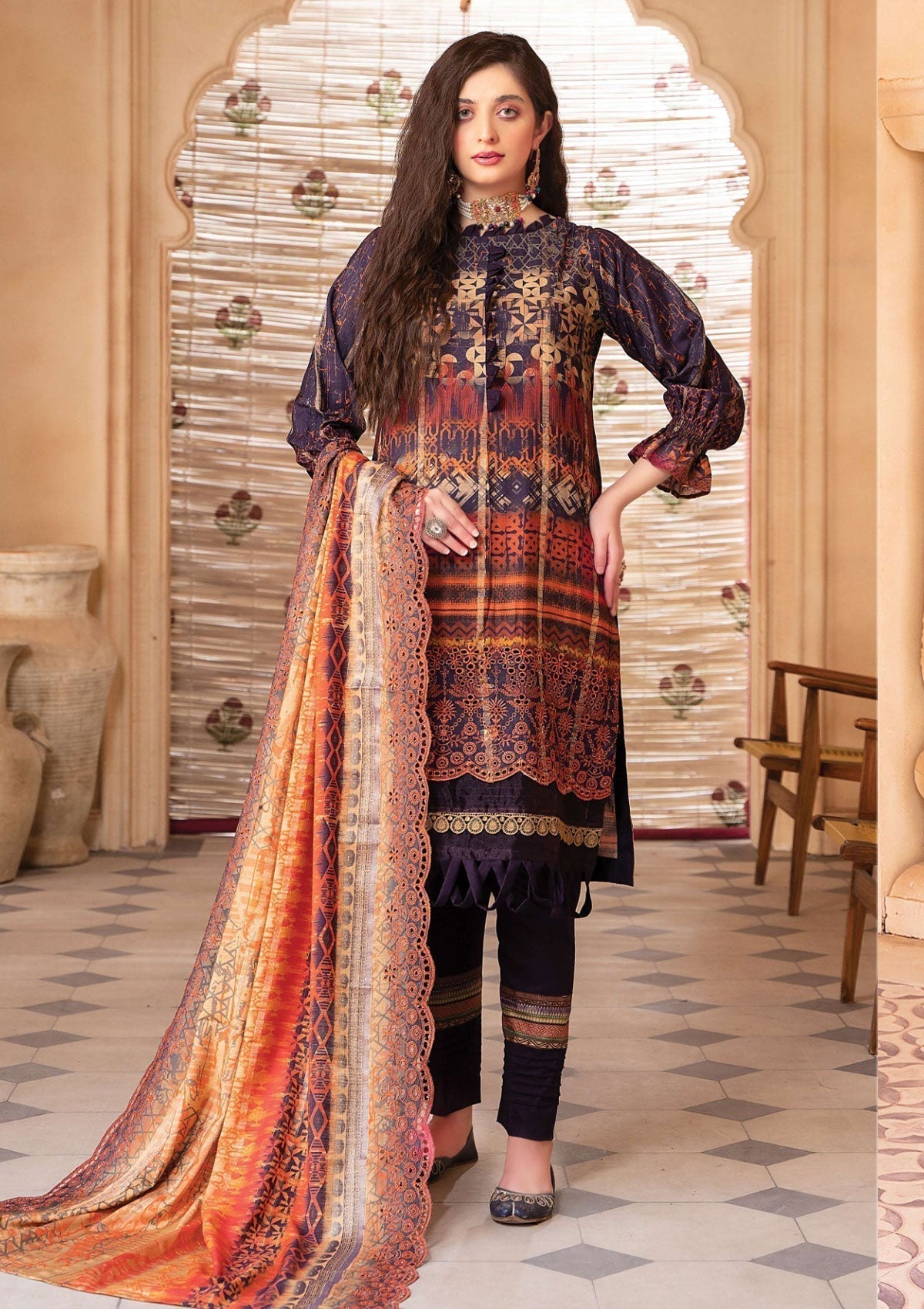 Winter Collection - Mahee's - Embroidered - Slub Staple - D#2