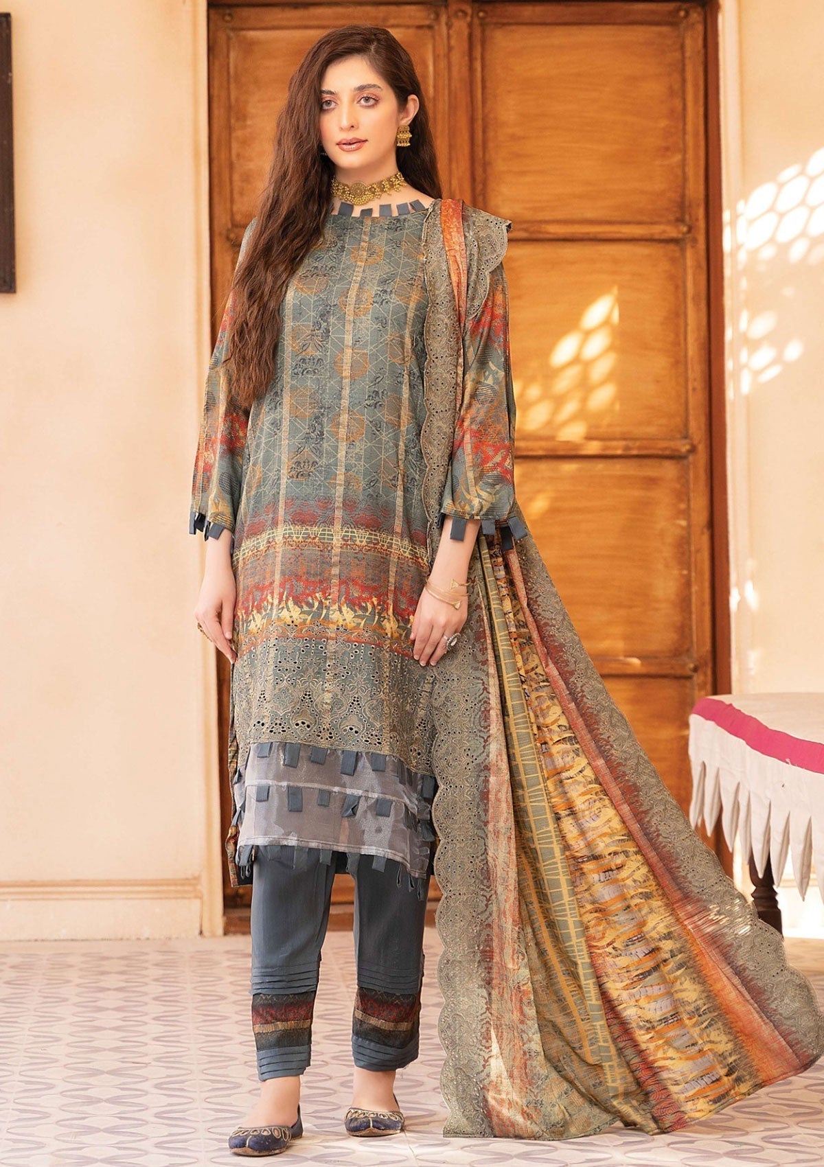 Winter Collection - Mahee's - Embroidered - Slub Staple - D#6
