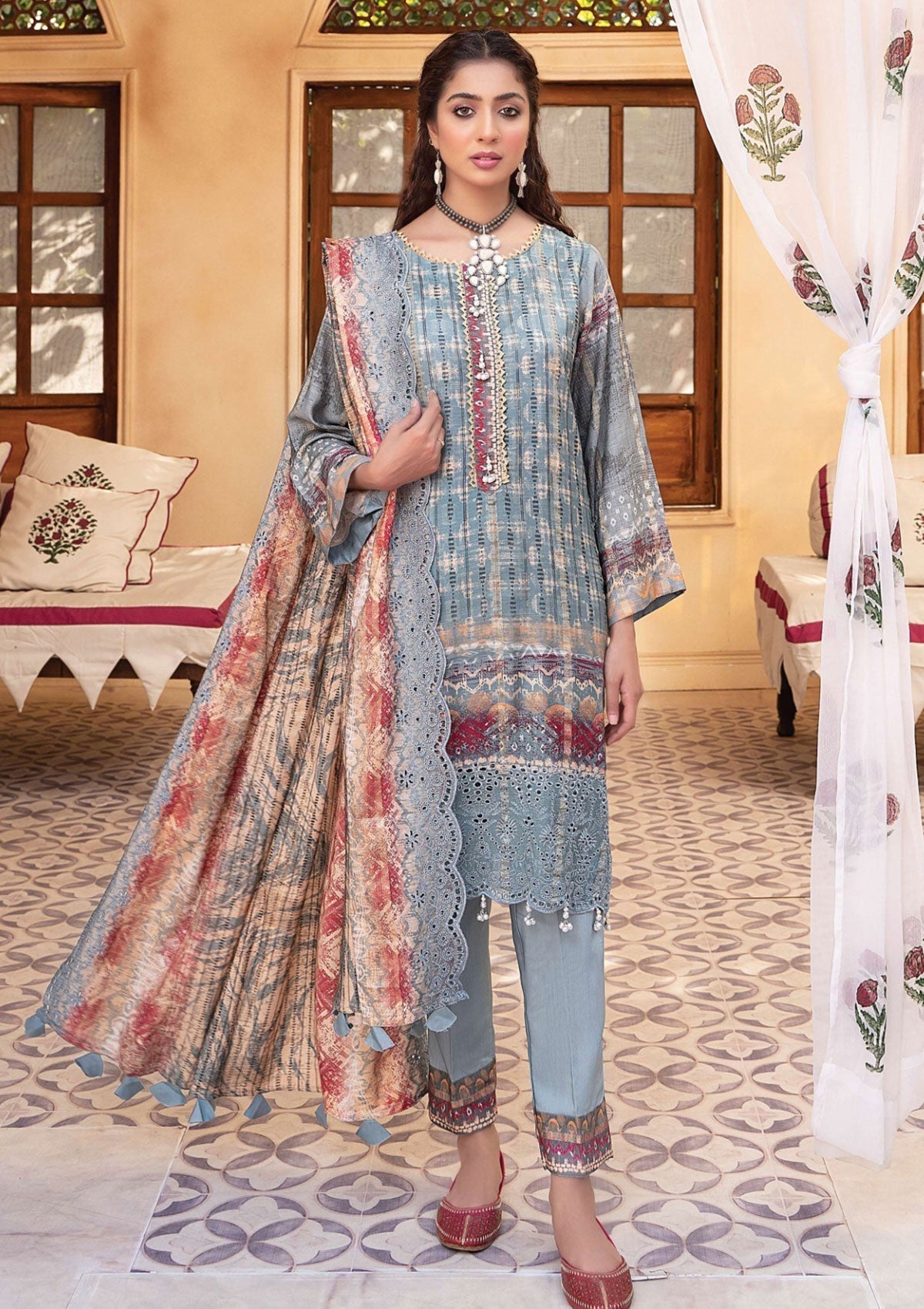 Winter Collection - Mahee's - Embroidered - Slub Staple - D#7