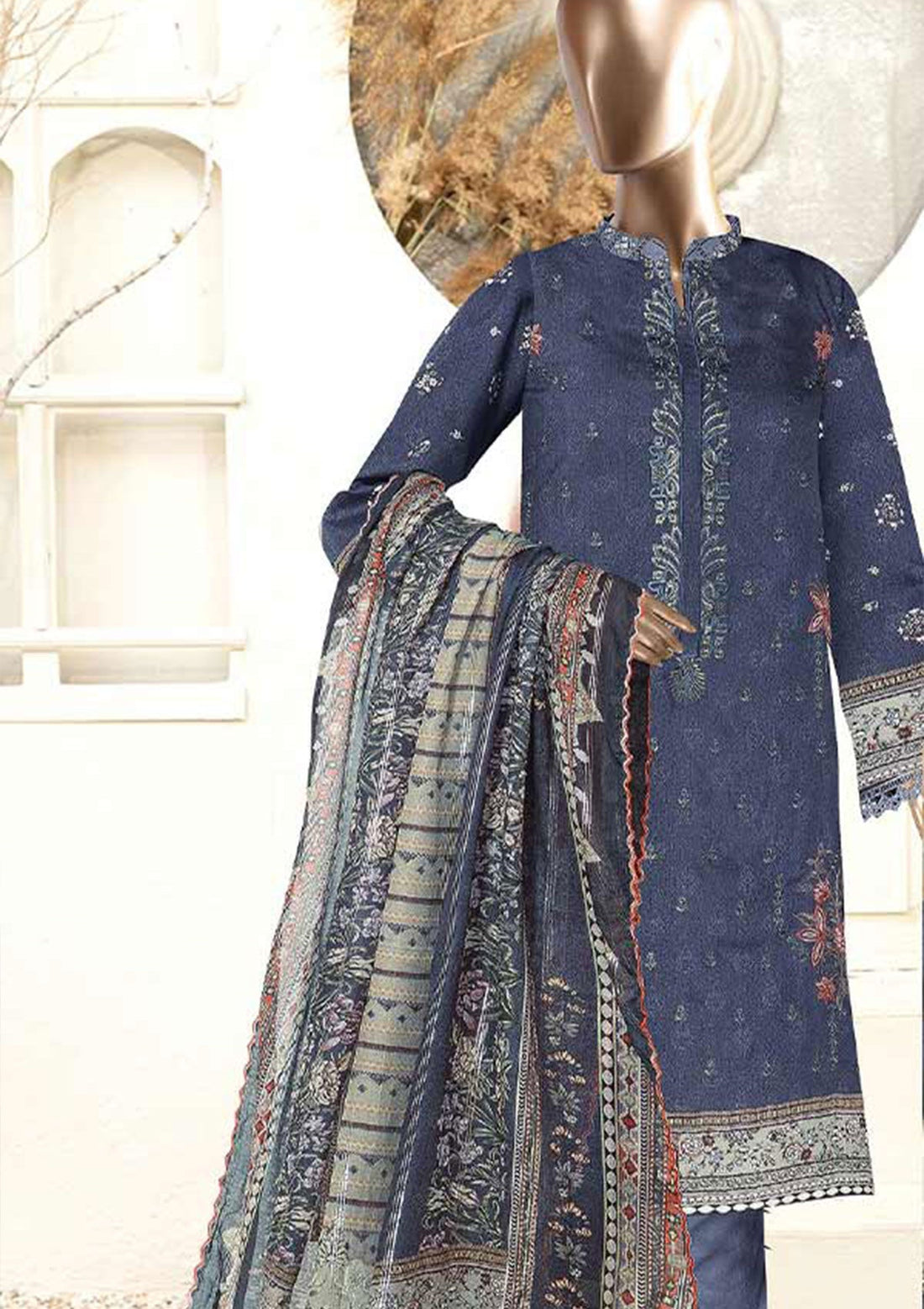 Winter Collection - Malva - Musk - Emb Viscose - 3Pcs - AJ#08