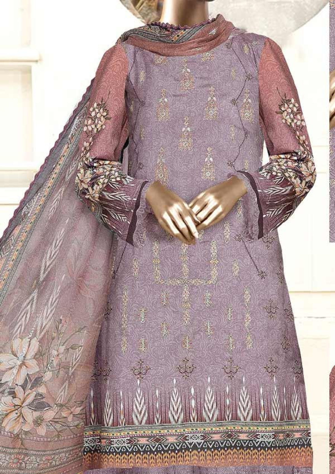 Winter Collection - Malva - Musk - Emb Viscose - 3Pcs - AJ#09