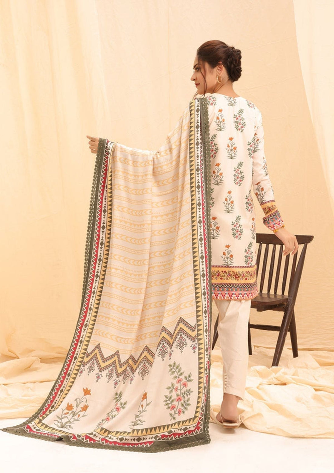 Winter Collection - Salitex - Printed Linen - V01 - WK#01175 (White)