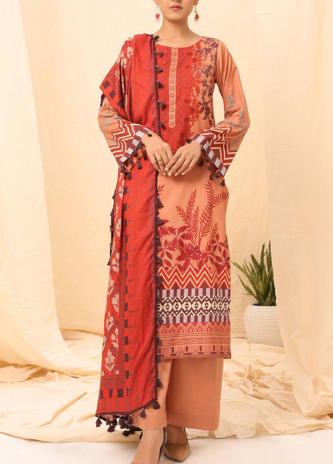 Winter Collection - Salitex - Printed Linen - V01 - WK#01177 (Peach)