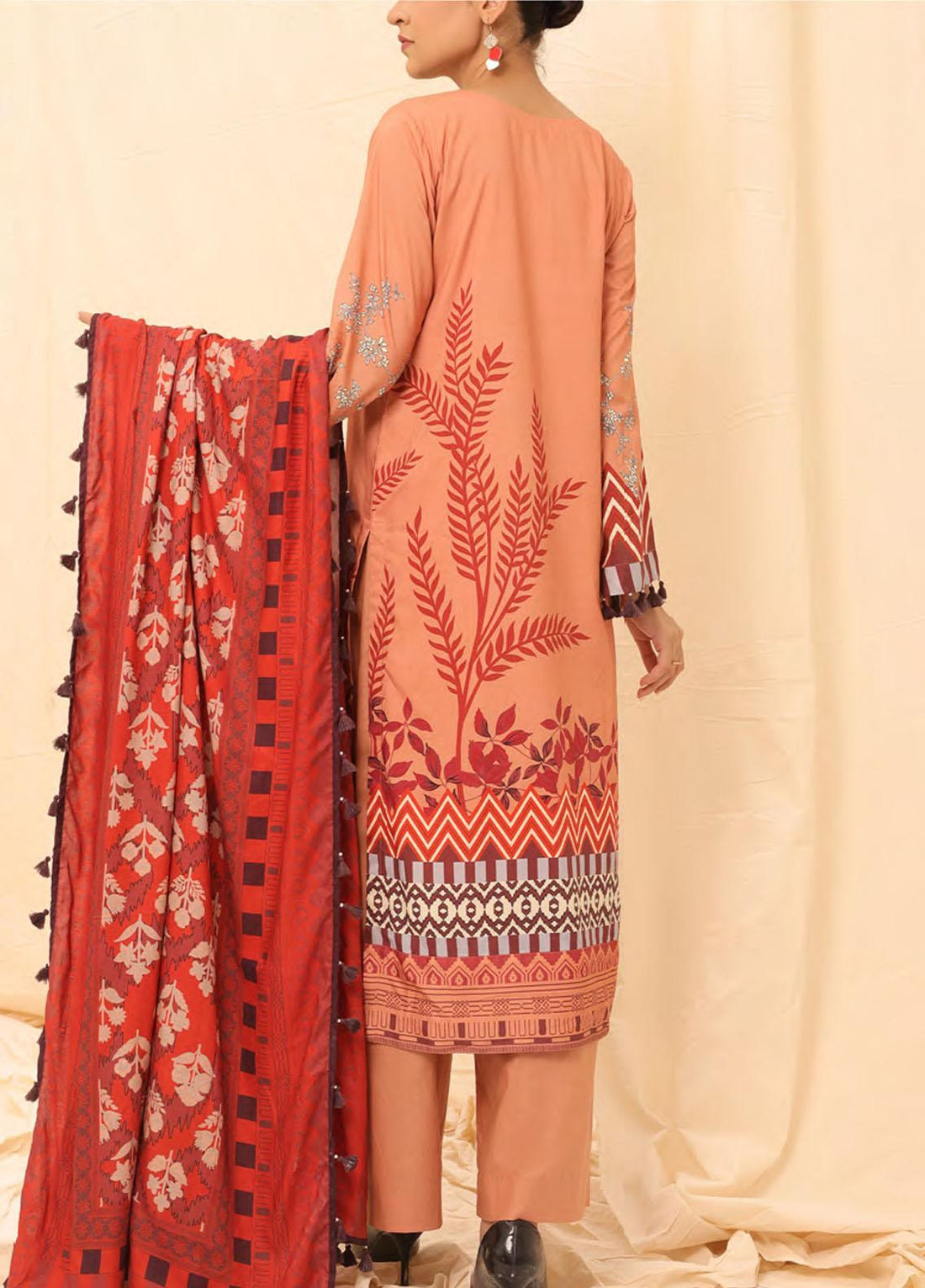 Winter Collection - Salitex - Printed Linen - V01 - WK#01177 (Peach)