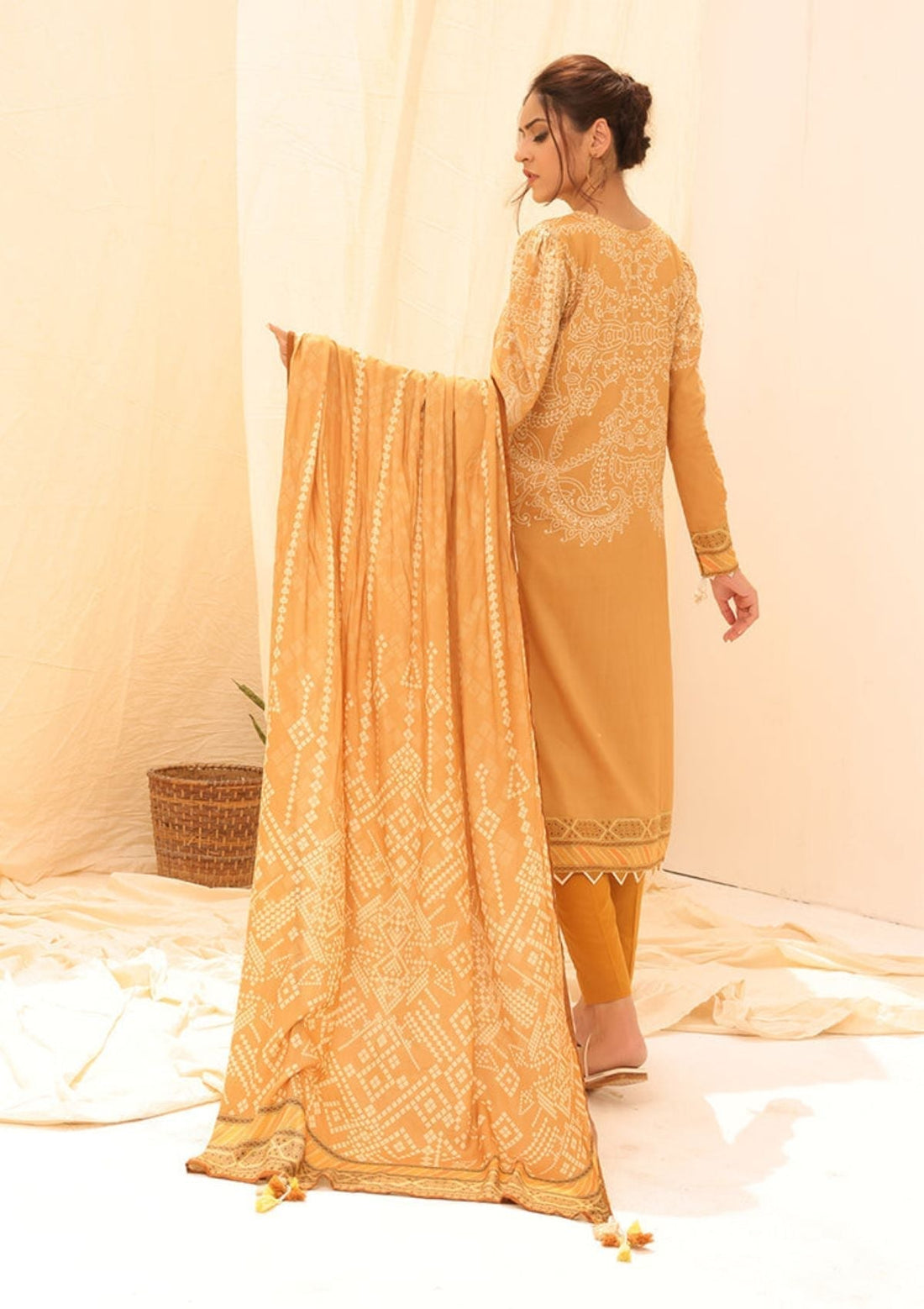 Winter Collection - Salitex - Printed Linen - V01 - WK#01178 (Beig)