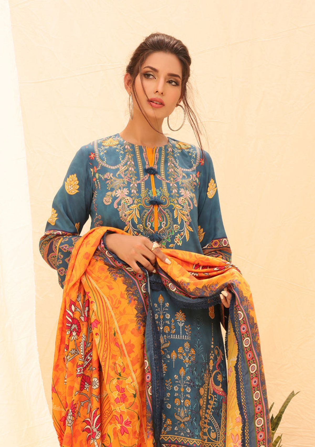 Winter Collection - Salitex - Printed Linen - V01 - WK#01179 (R Blue)