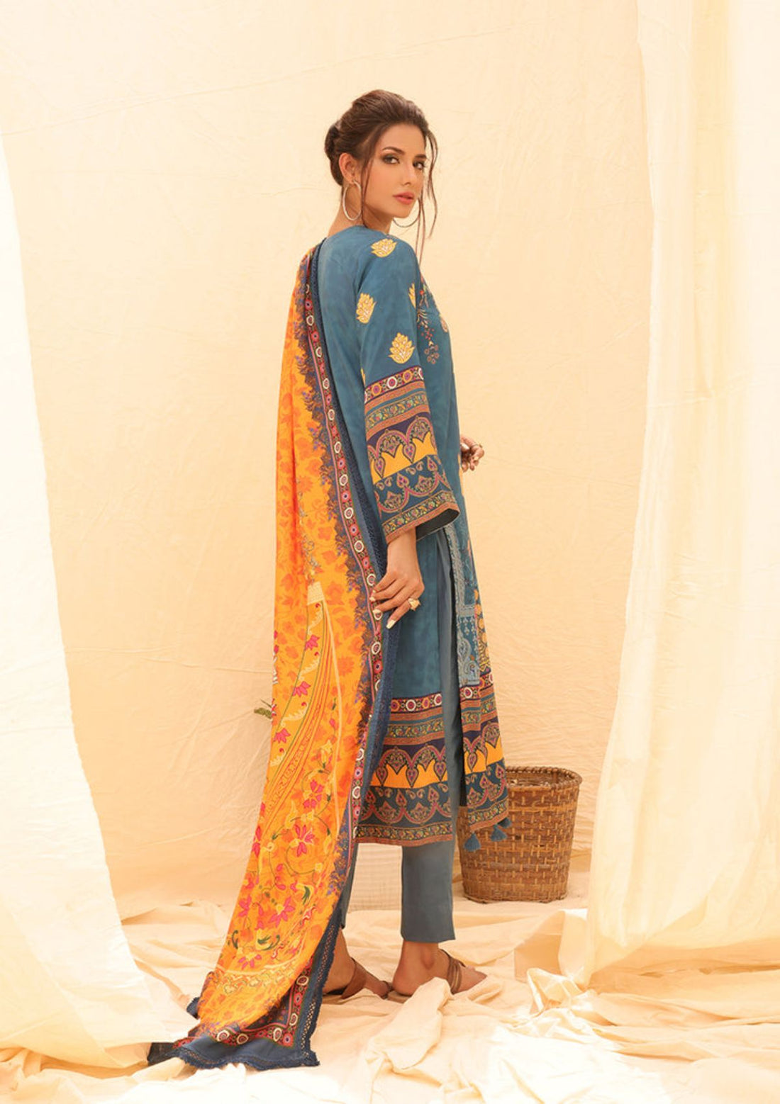Winter Collection - Salitex - Printed Linen - V01 - WK#01179 (R Blue)