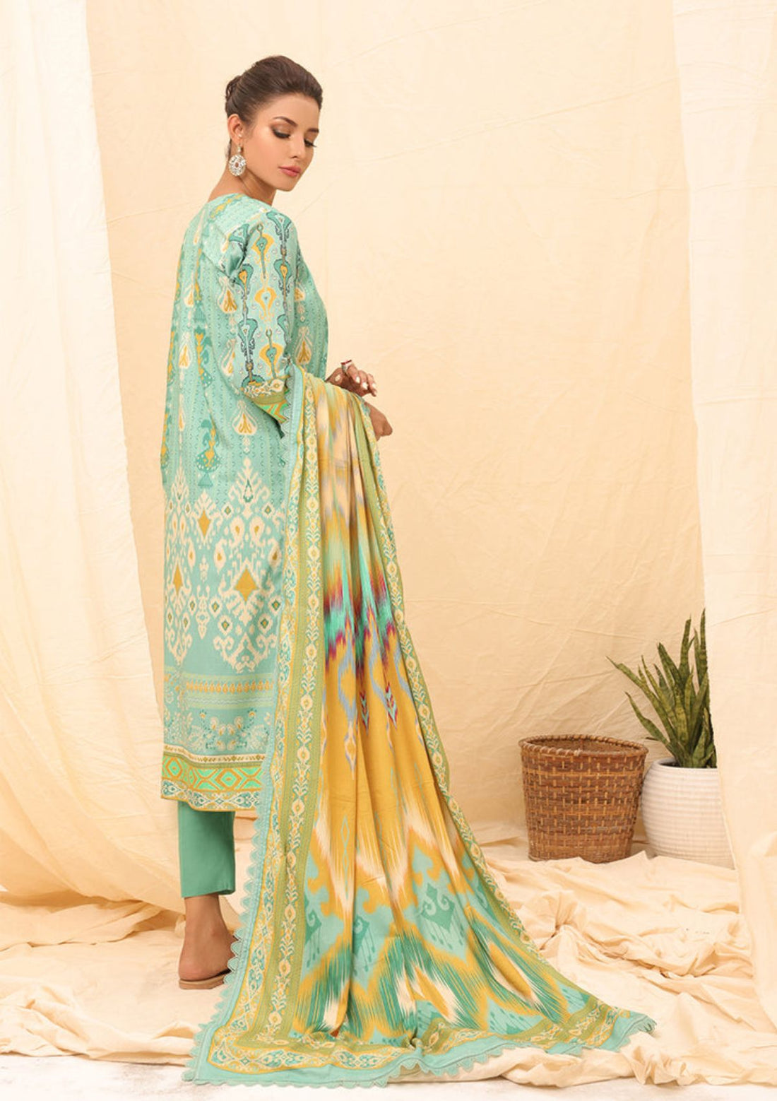 Winter Collection - Salitex - Printed Linen - V01 - WK#01180 (C Green)