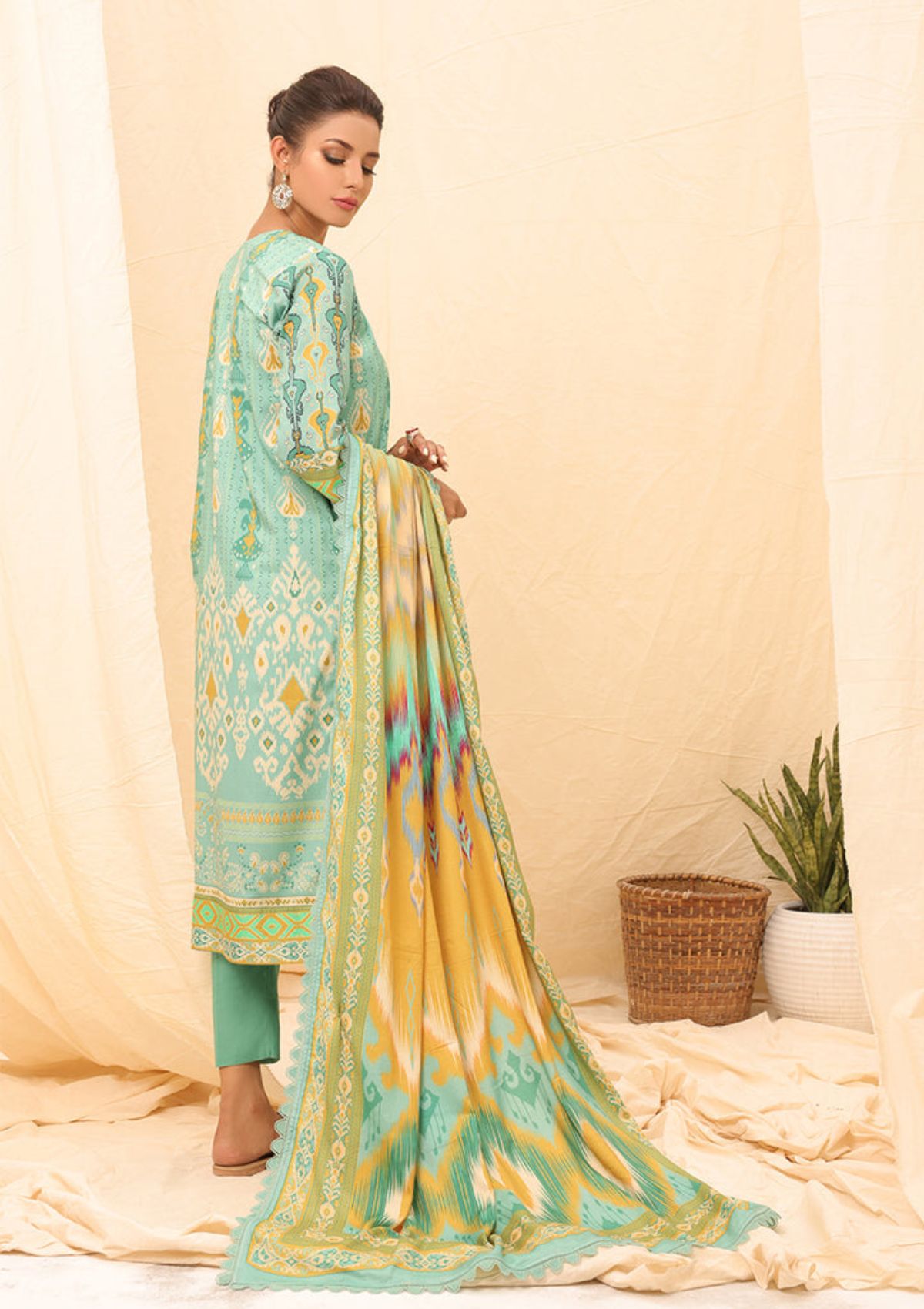 Winter Collection - Salitex - Printed Linen - V01 - WK#01180 (C Green)