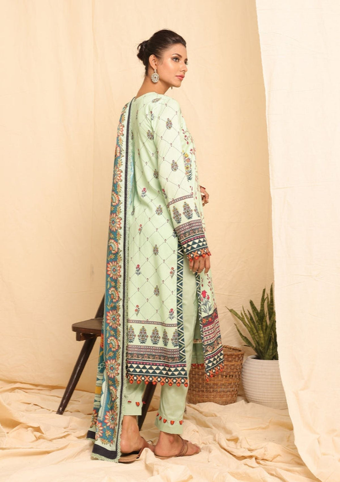 Winter Collection - Salitex - Printed Linen - V01 - WK#01182 (M Green)