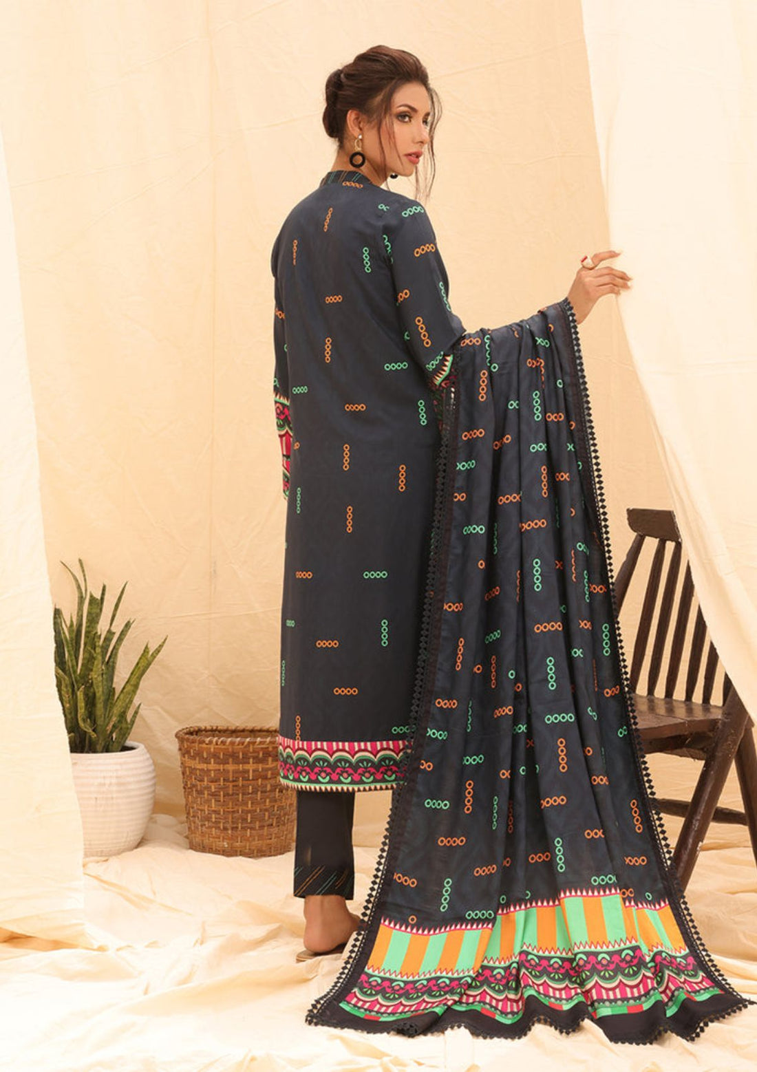 Winter Collection - Salitex - Printed Linen - V01 - WK#01184 (N Blue)