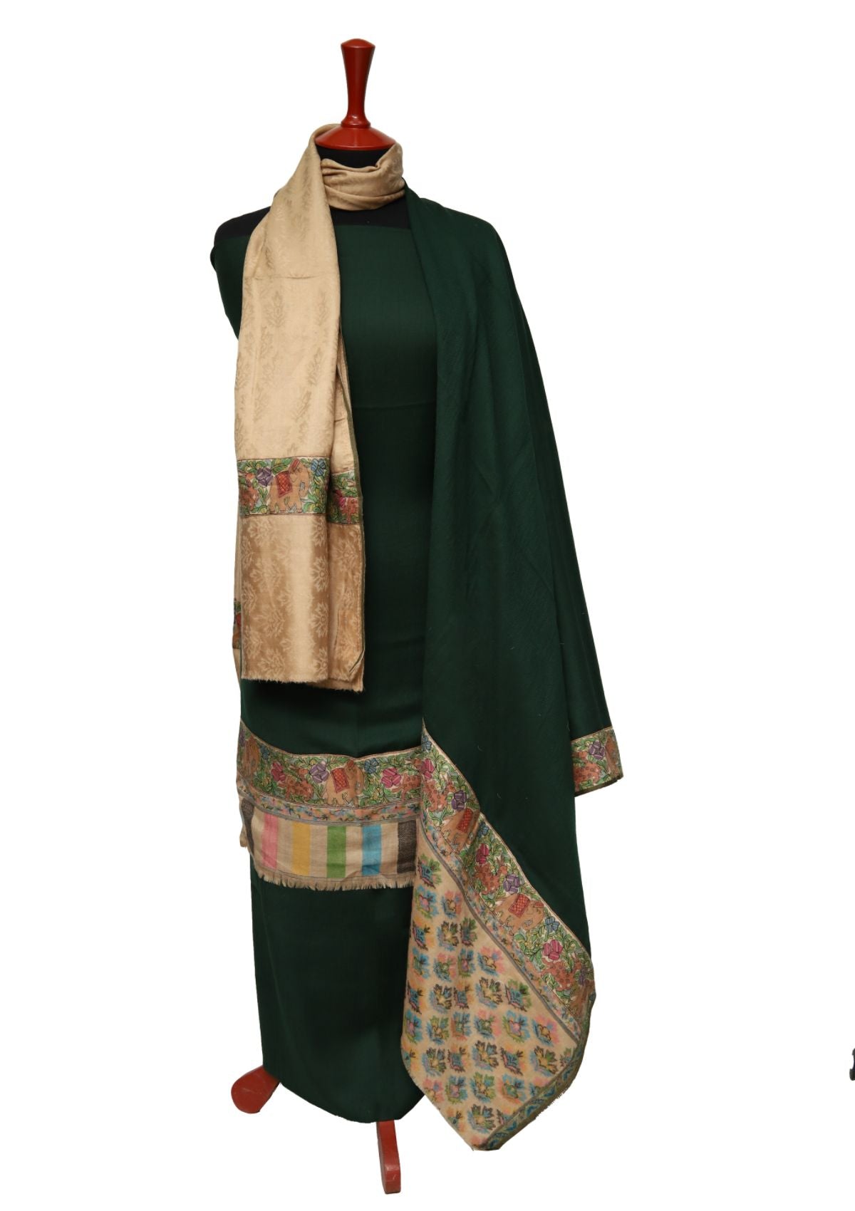Winter Dress - Pashmina - Patch Work - D Green D#01