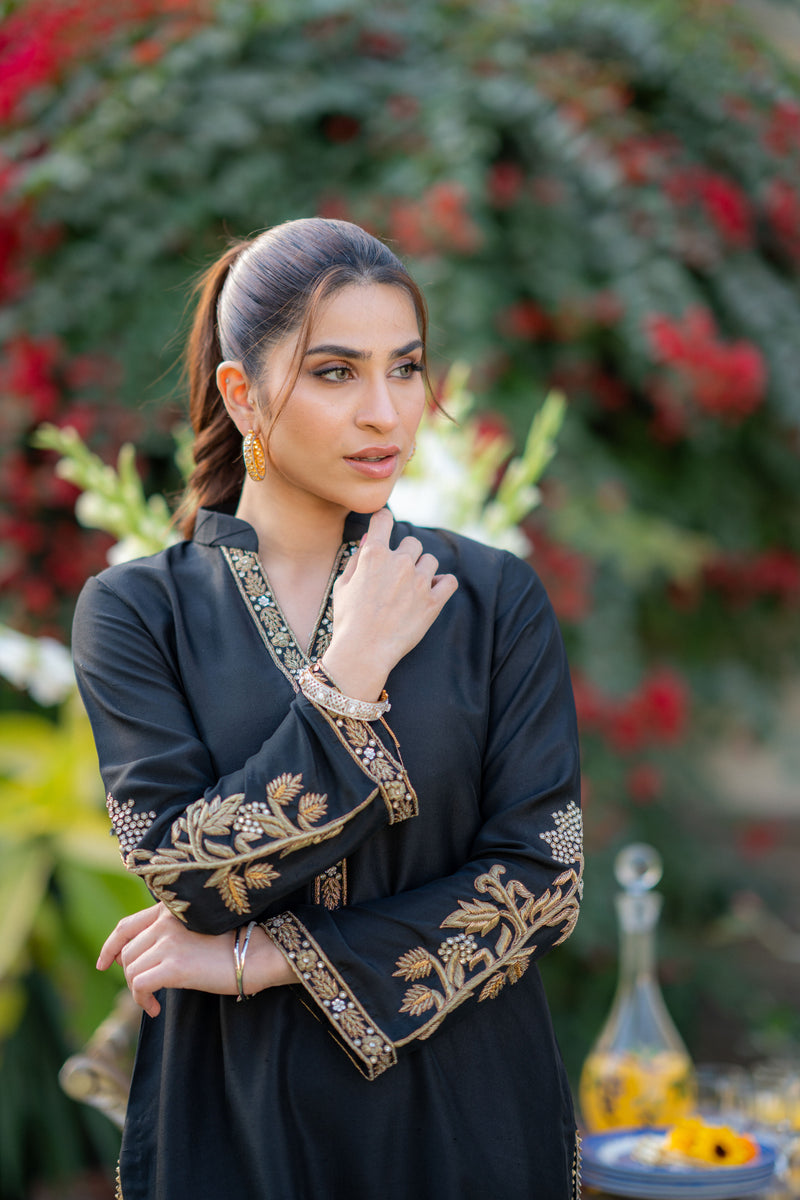 Wahaj M Khan | Pari Collection | Black Turquoise Pari Outfit