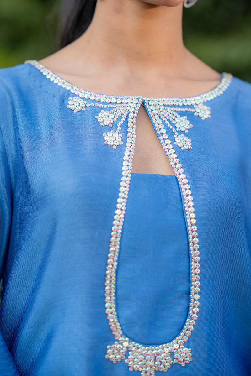 Wahaj M Khan | Pari Collection | Blue Shaded Sheesha Outfit