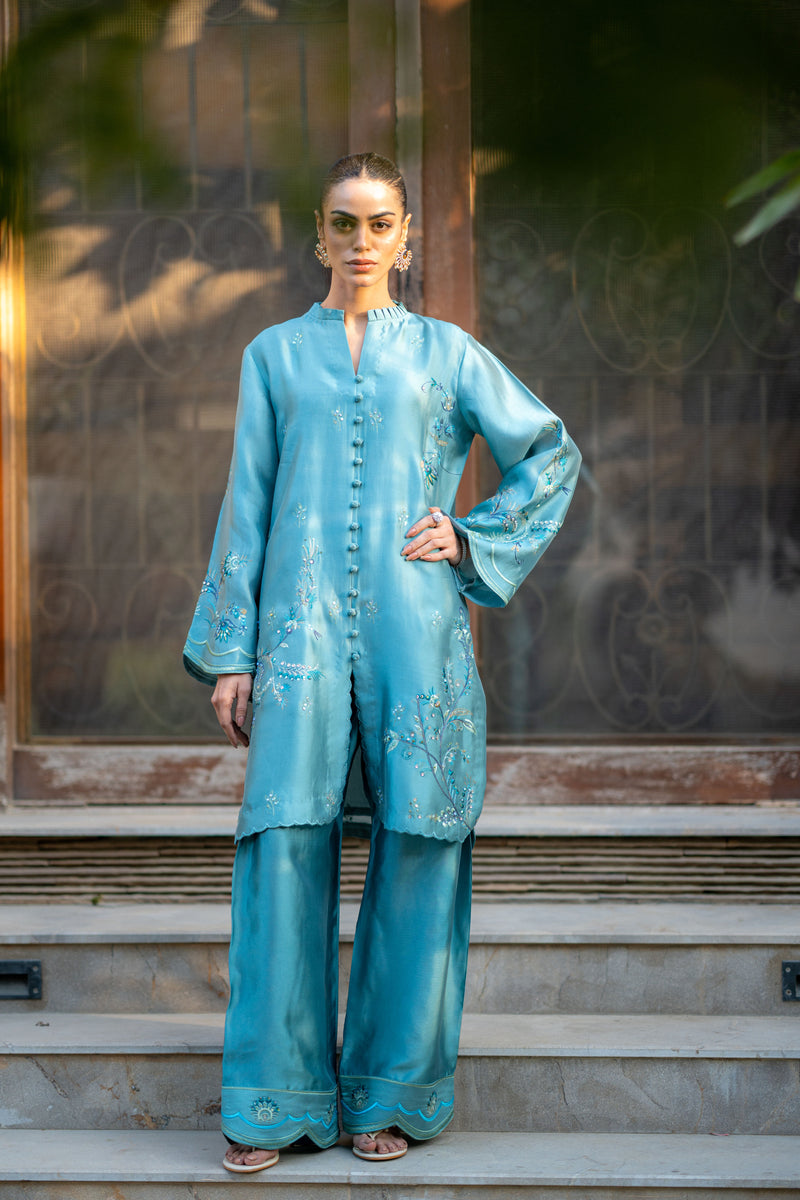 Wahaj M Khan | Pari Collection | Blue Grey Pari Outfit