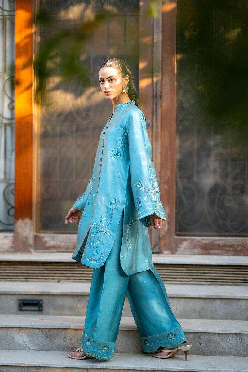 Wahaj M Khan | Pari Collection | Blue Grey Pari Outfit