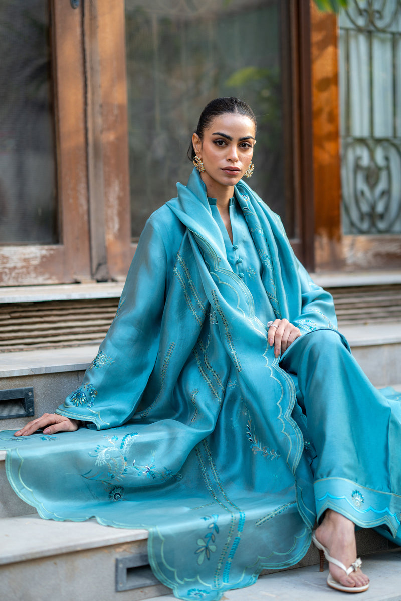 Wahaj M Khan | Pari Collection | Blue Grey Pari Outfit