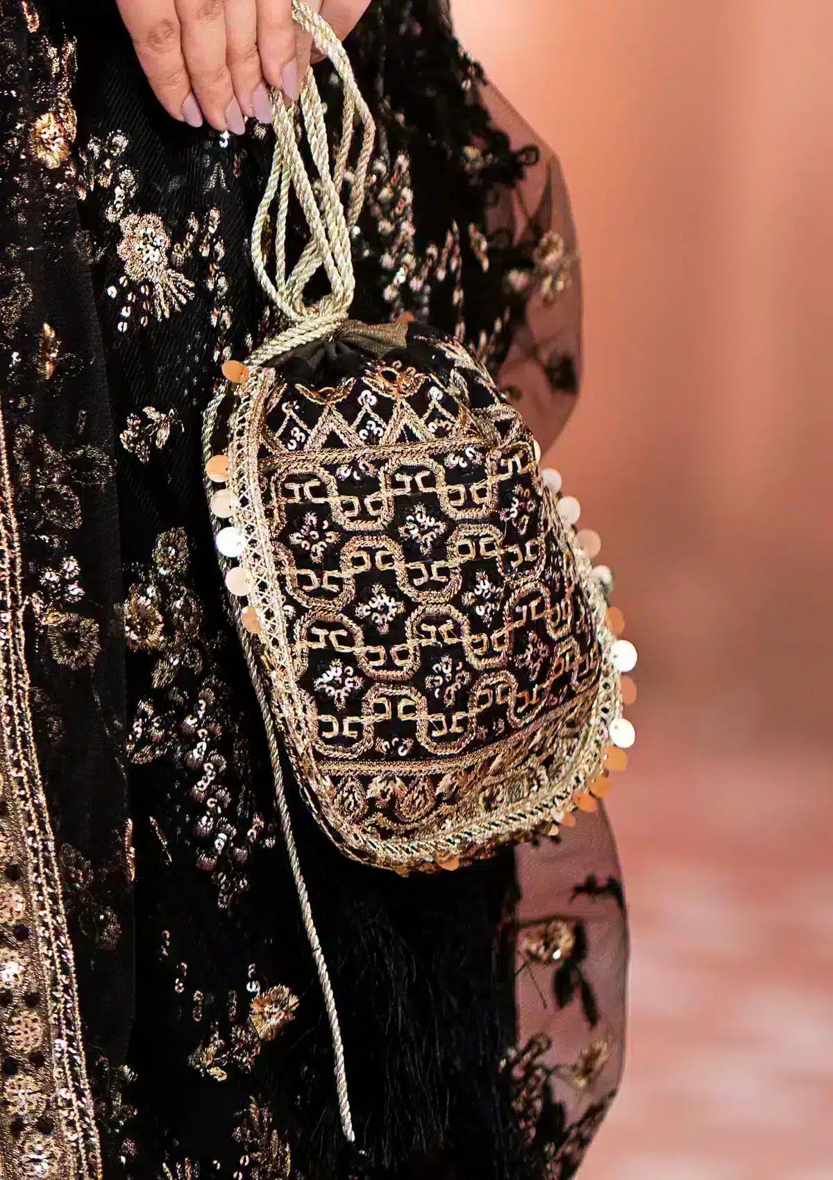 BLACK SILK POTLI - Official Agha Fabrics Ltd. - Agha Fabrics UK