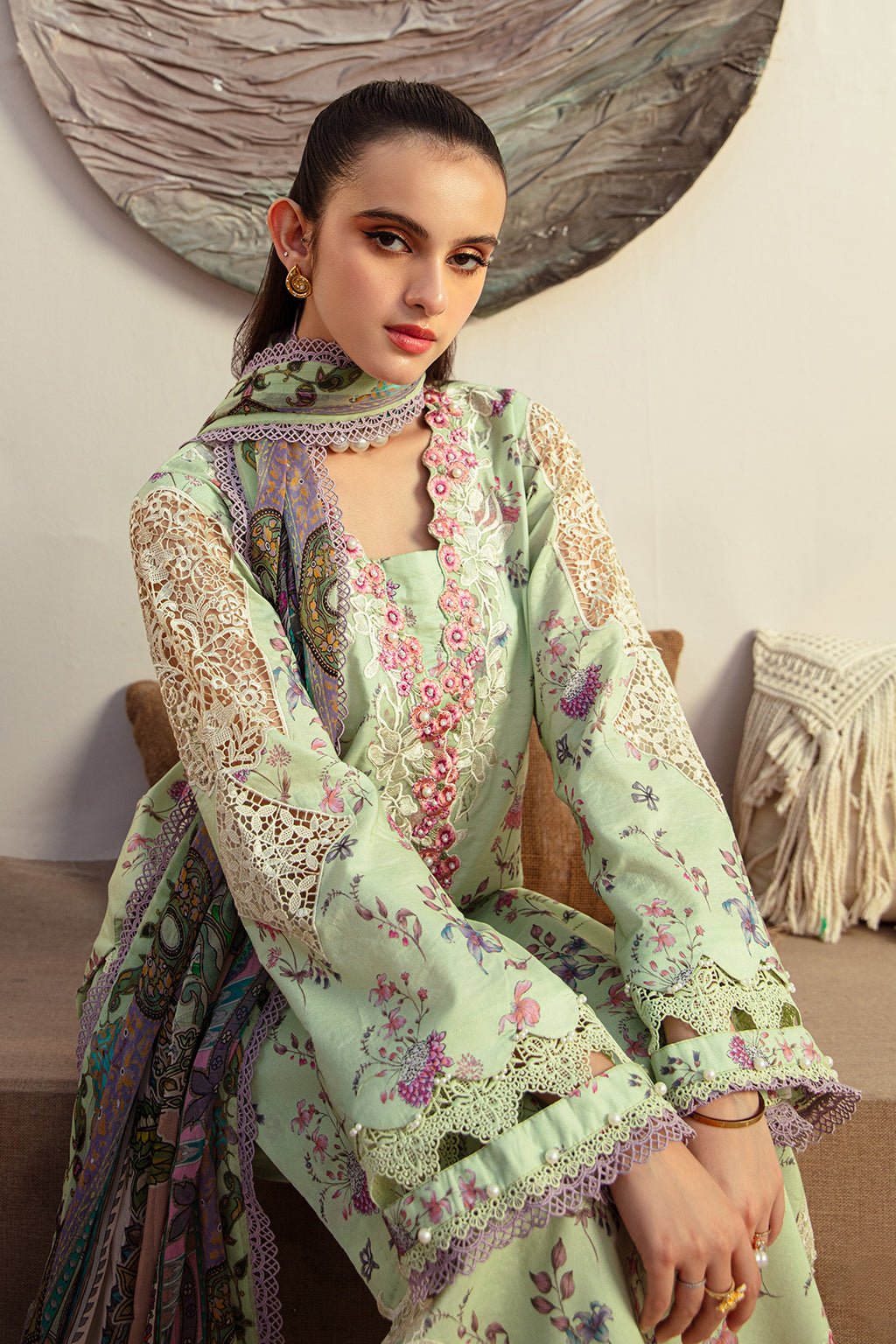 AJR Couture | Alif Affordable Lawn 24 | MINT MAGIC - Official AJR Couture - Agha Fabrics UK