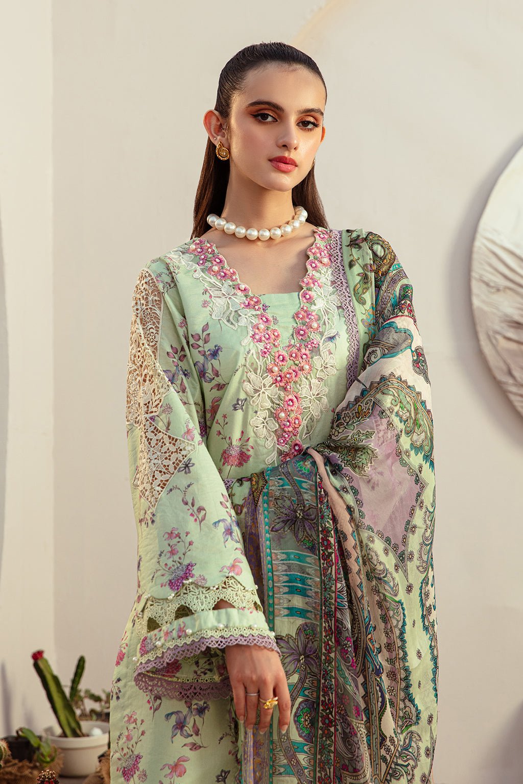 AJR Couture | Alif Affordable Lawn 24 | MINT MAGIC - Official AJR Couture - Agha Fabrics UK