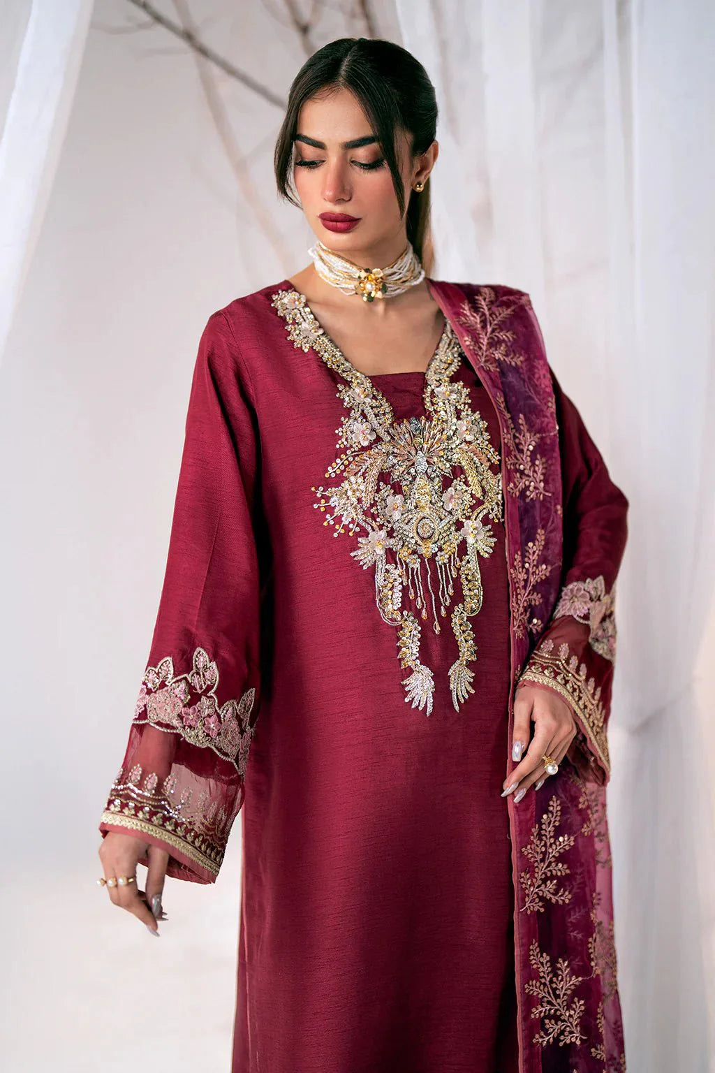 Ajr Couture | Luxe Pret Eid Drop | Scarlet - Official AJR Couture - Agha Fabrics UK